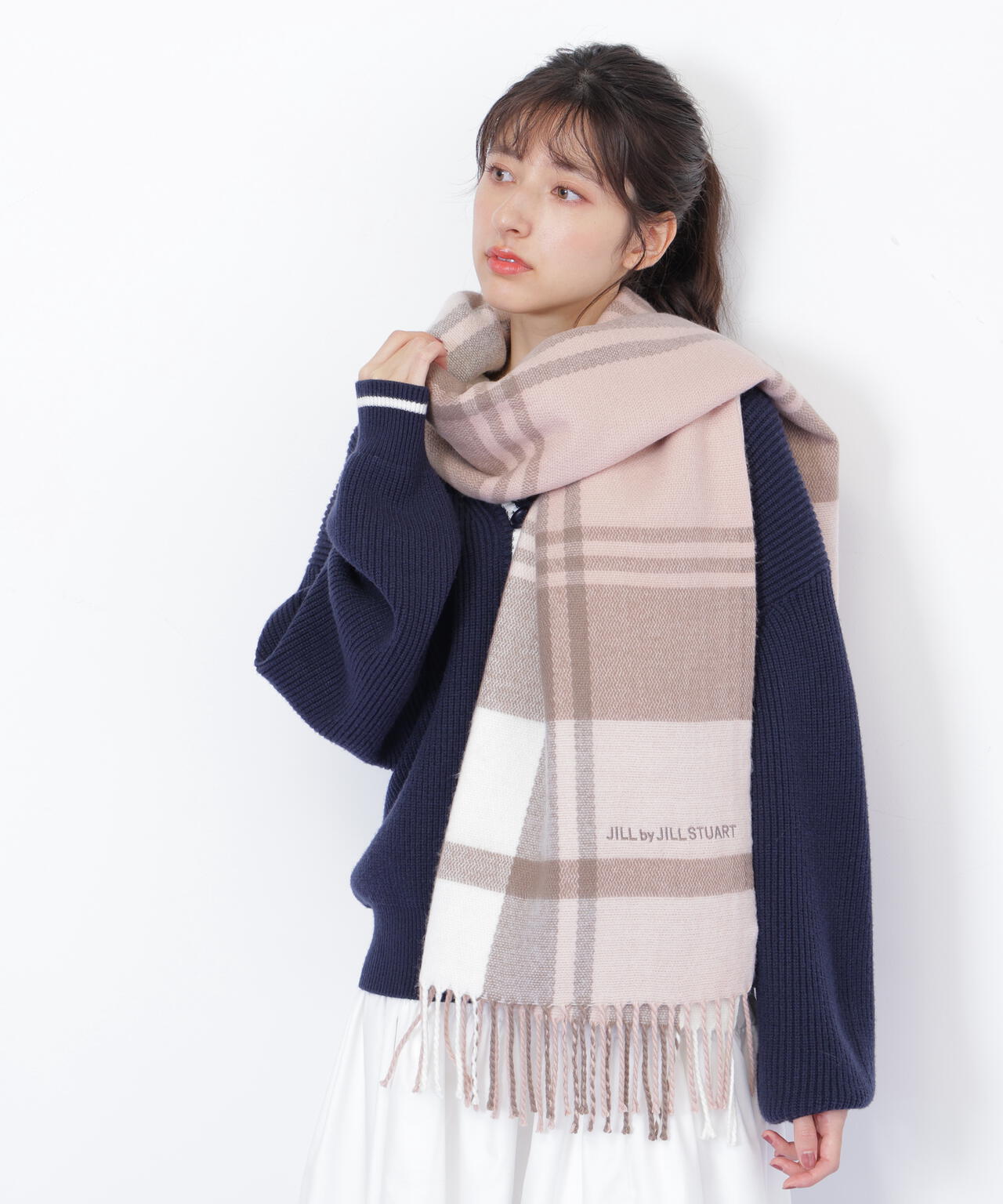 エンブロイダリーロゴチェックストール