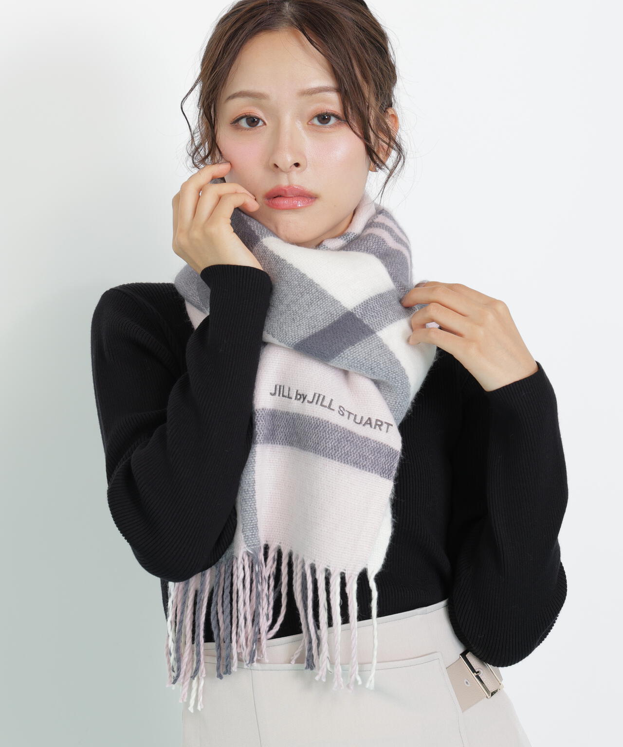 エンブロイダリーロゴチェックストール