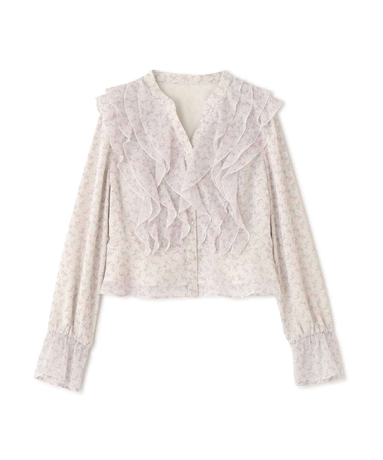 小花プリントフリルブラウス