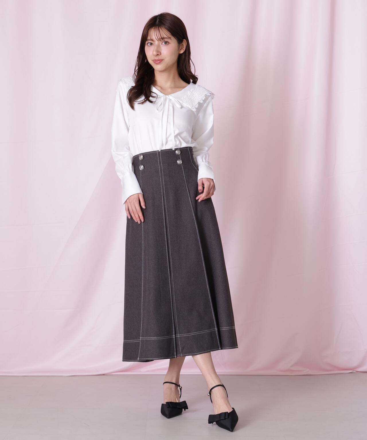 レースセーラーカラーブラウス