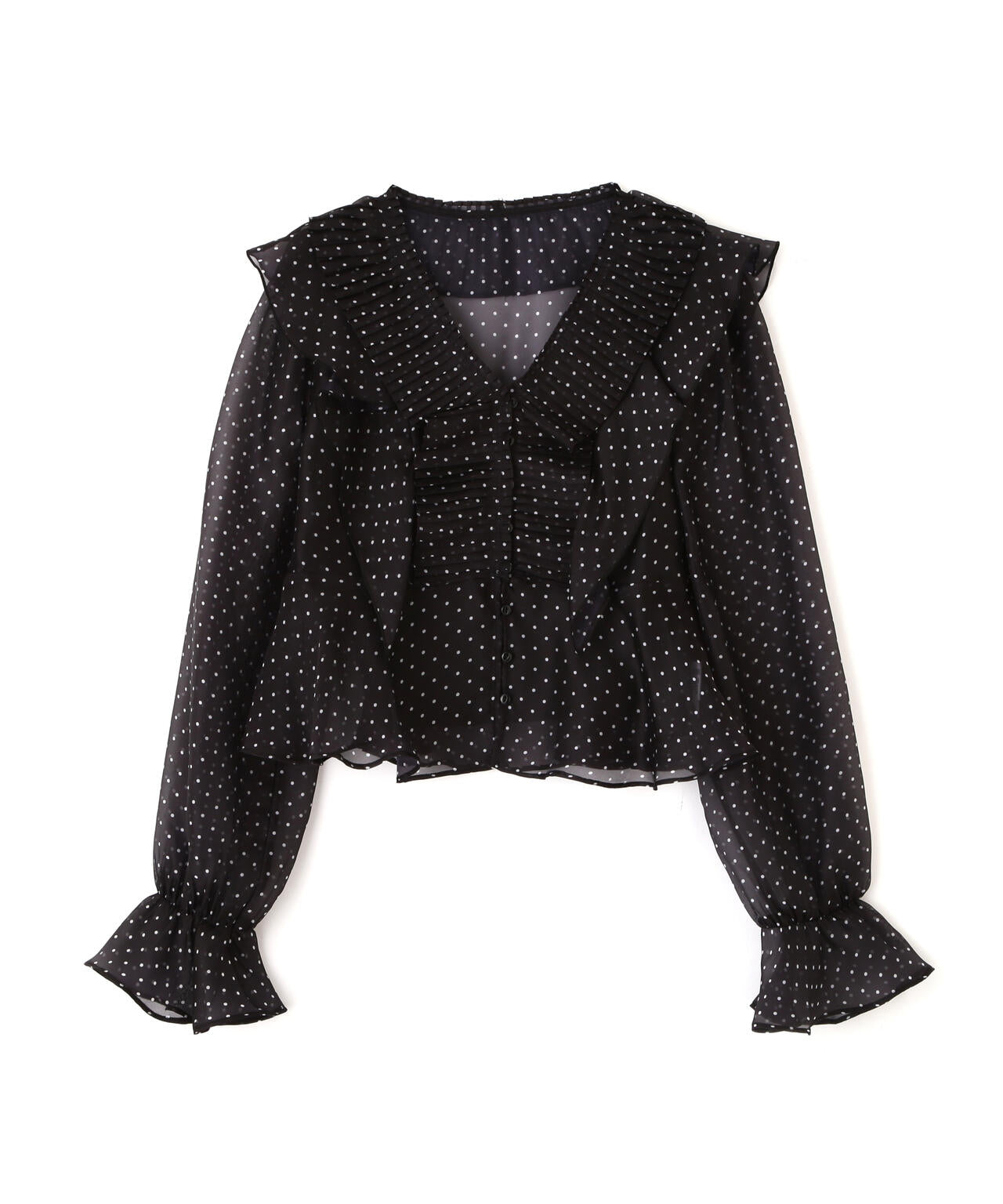 プリーツフリルブラウス