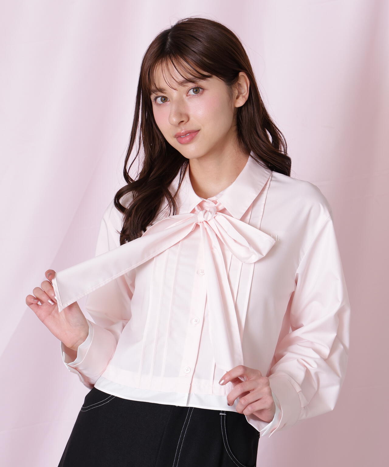 ヘムレイヤードクロップドシャツ