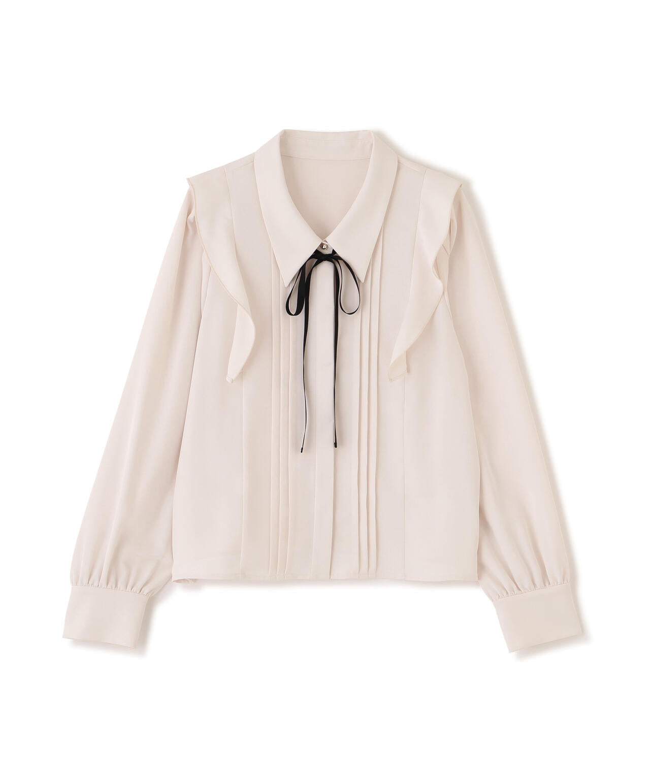 リボン付きピンタックブラウス