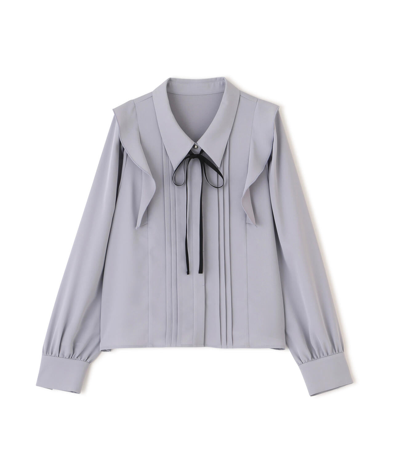 リボン付きピンタックブラウス