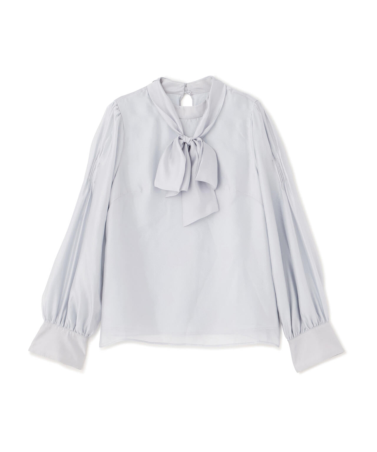 袖タックシアーボウタイブラウス