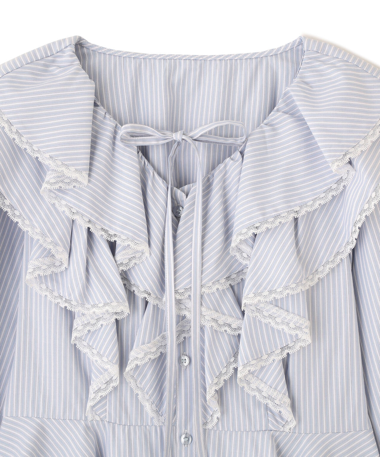 レーストリムラッフルブラウス