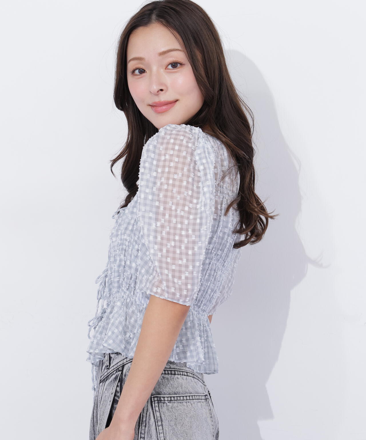 良品☆アメリ アンサンブル ショートボレロ シアー トロンプルイユ セット 総柄 チェック柄シアーダブルリボンボレロ[an1362] | レディース