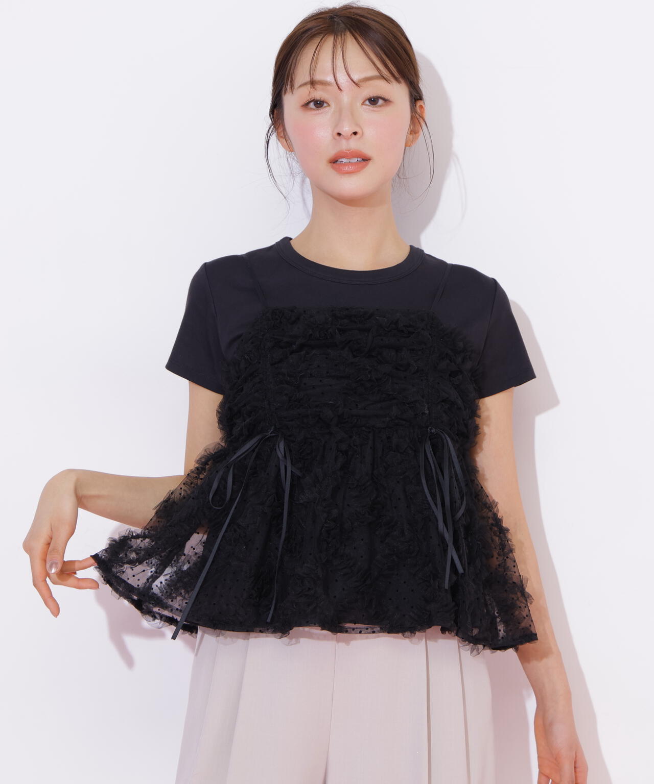 チュールフリルキャミブラウス