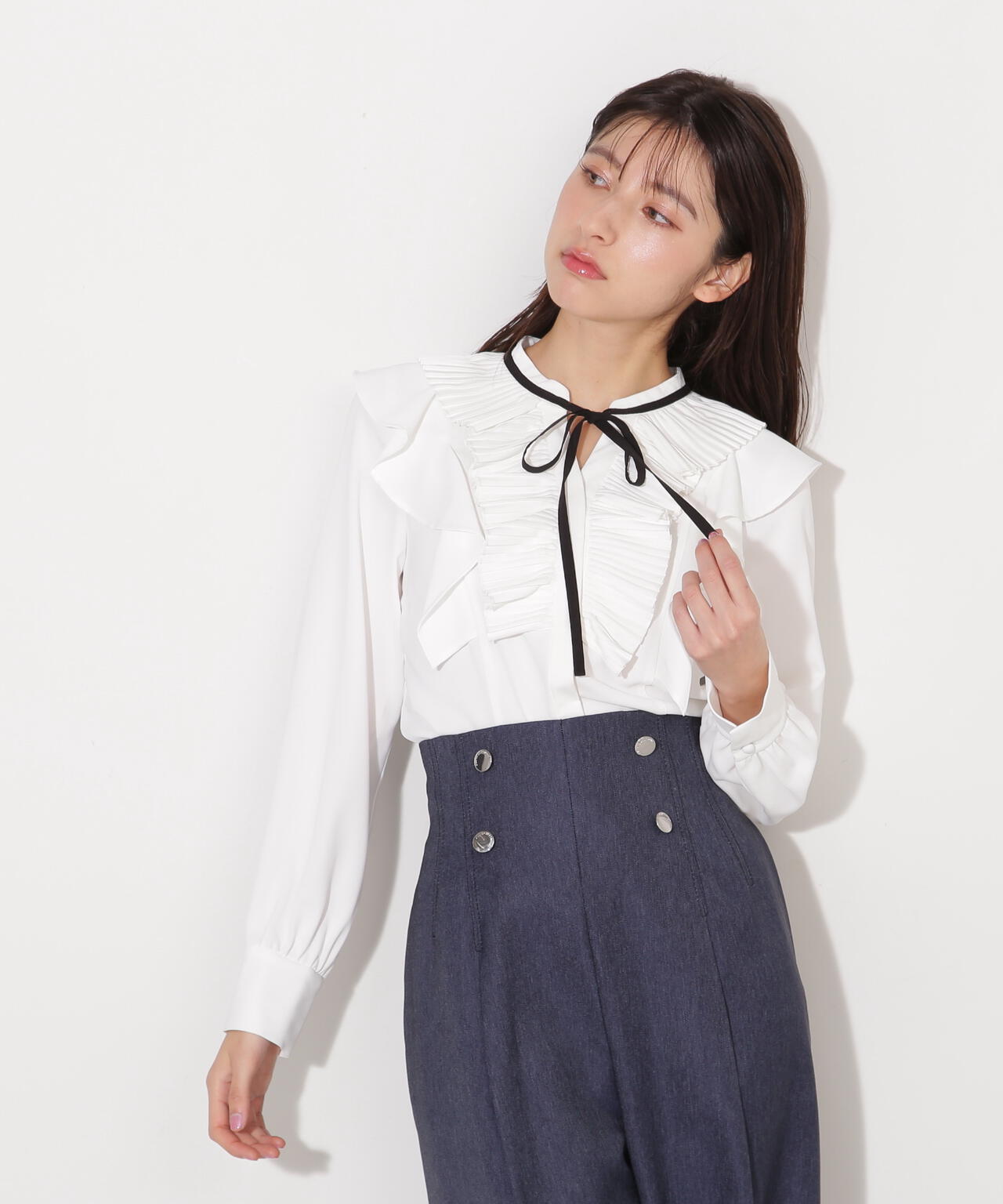 JILLSTUART　シフォンブラウス　リボン　タイ プリーツフリルリボンタイブラウス | JILL by JILL STUART（ジル バイ