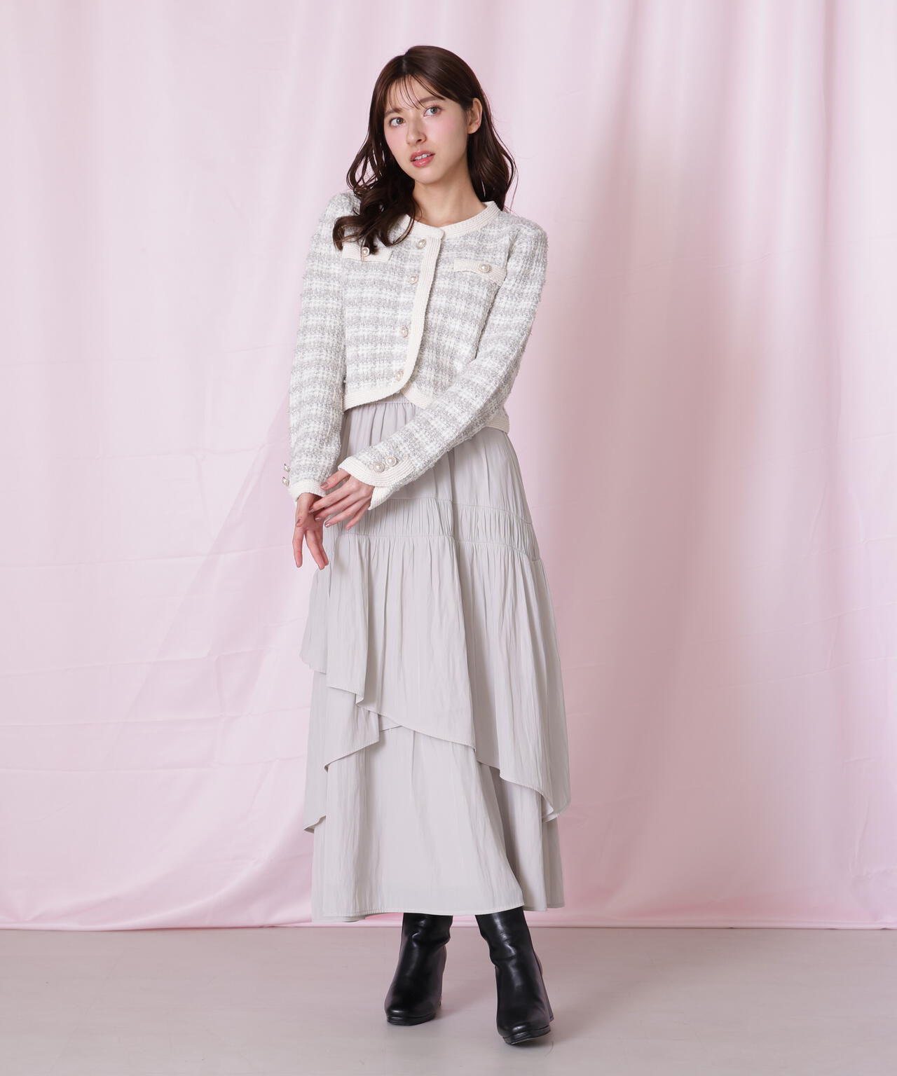 割線ランダムティアードスカート