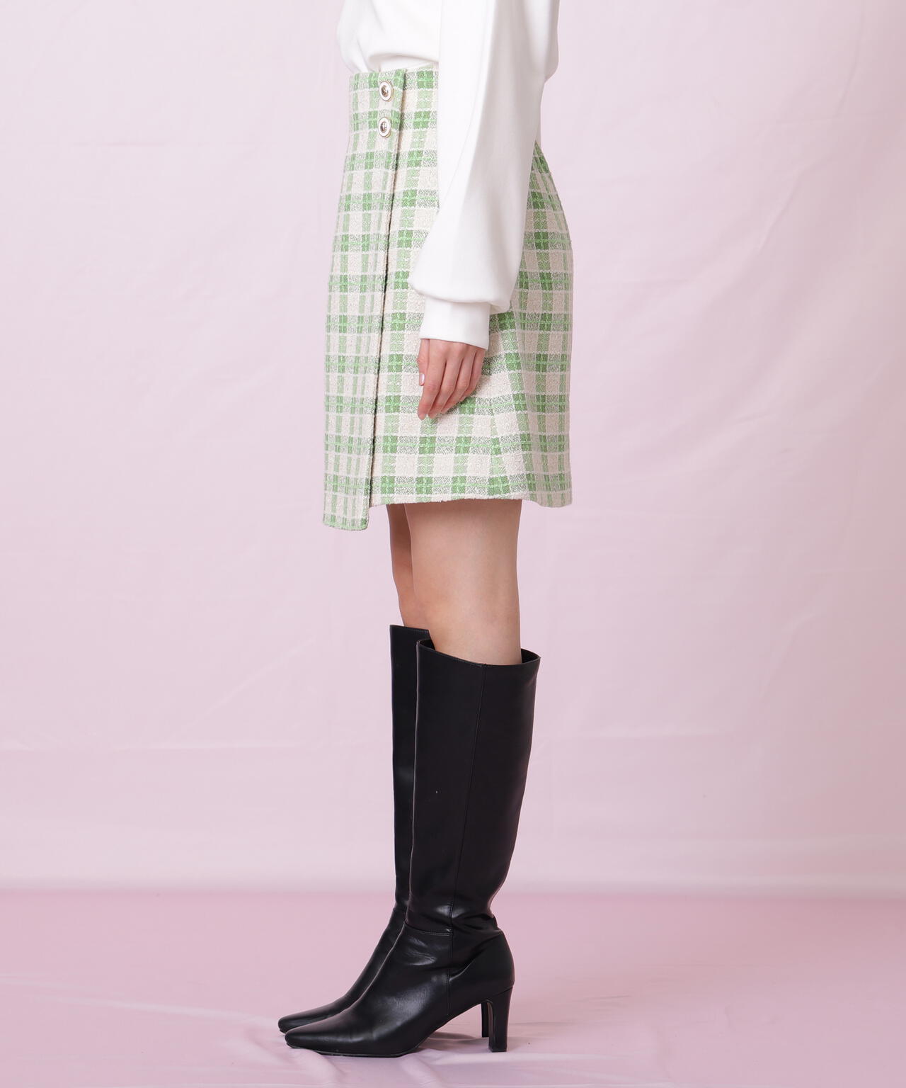 ブロックチェックツィードミニスカート