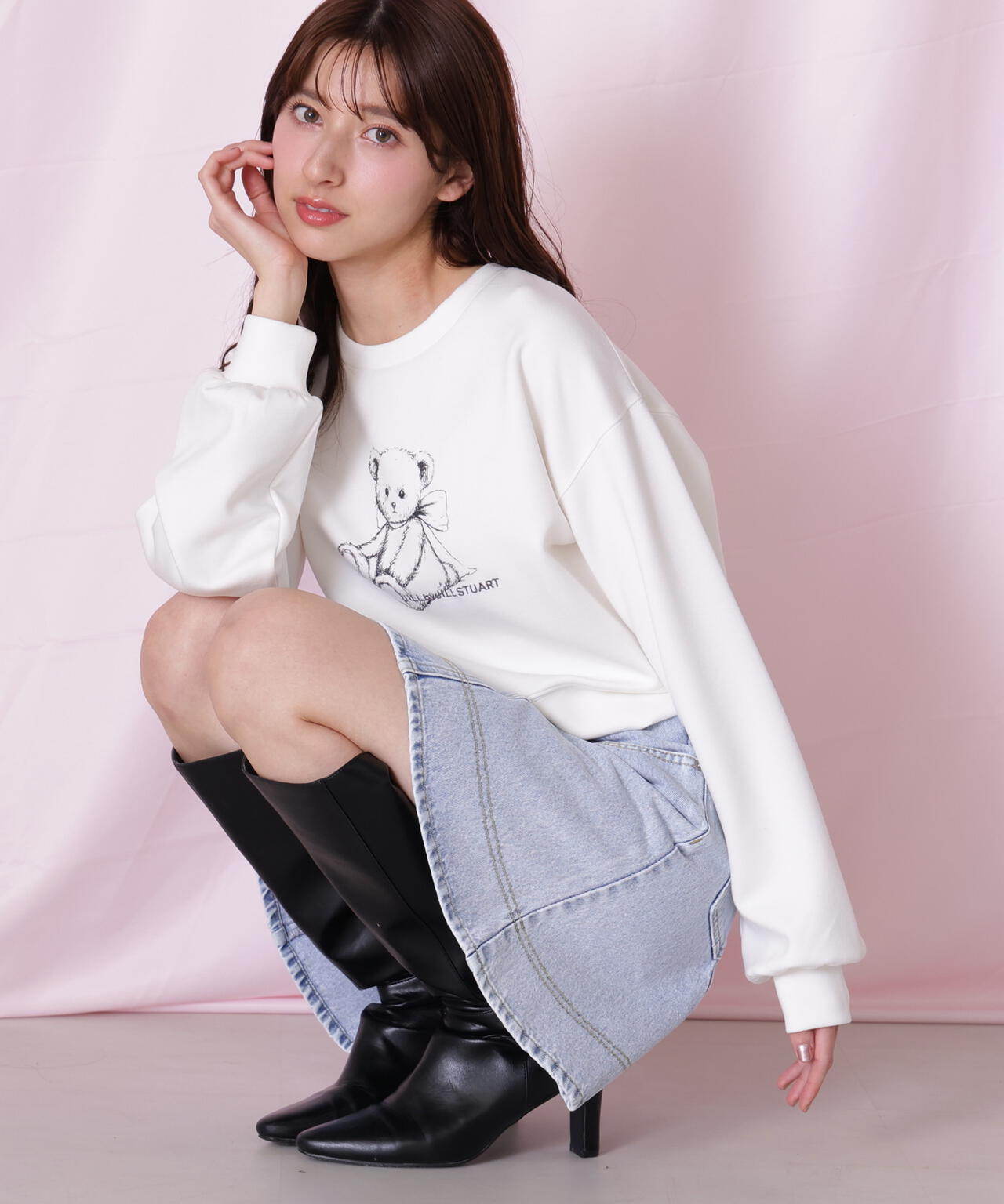 ハートボタンフレアミニスカート