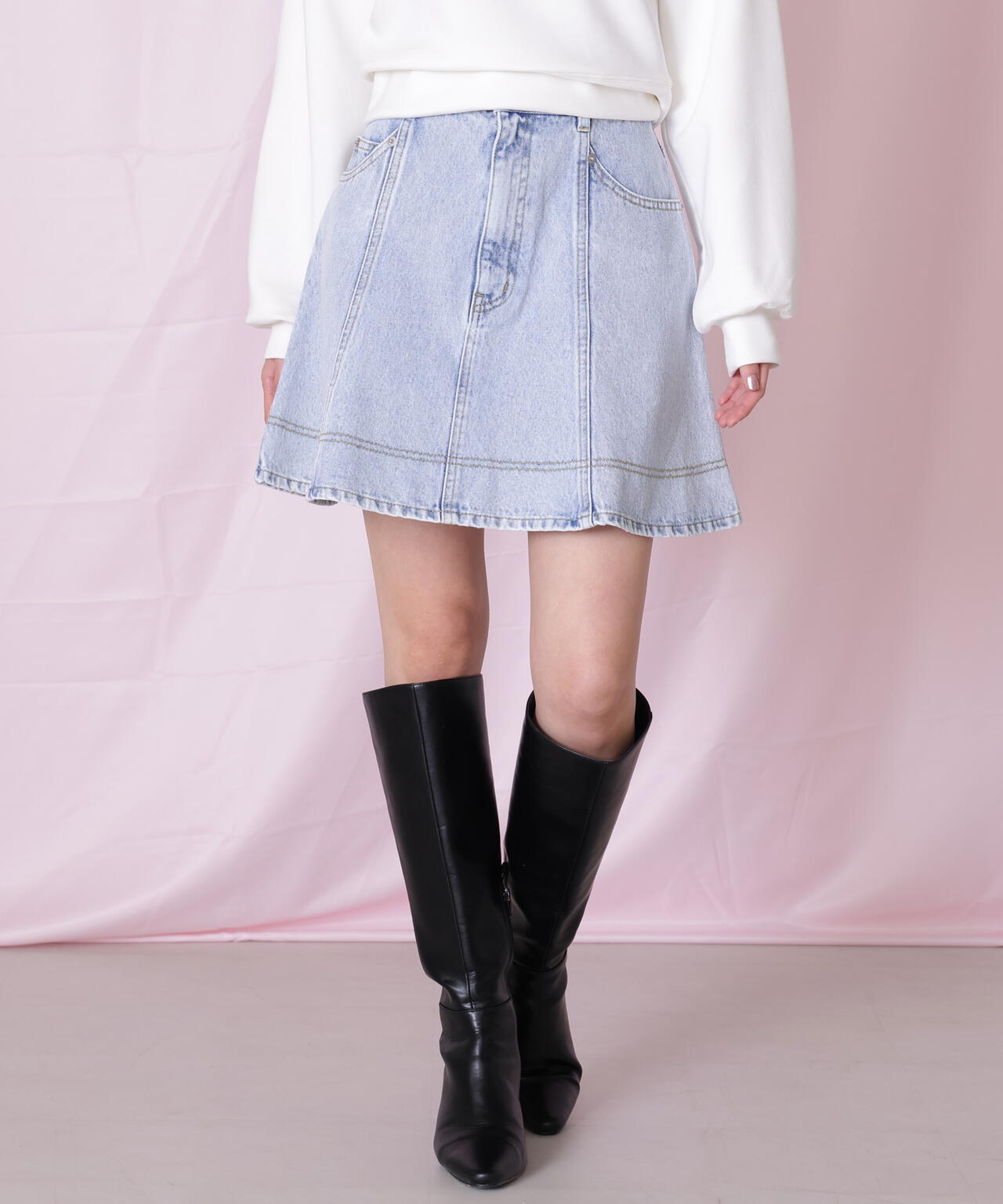 ハートボタンフレアミニスカート