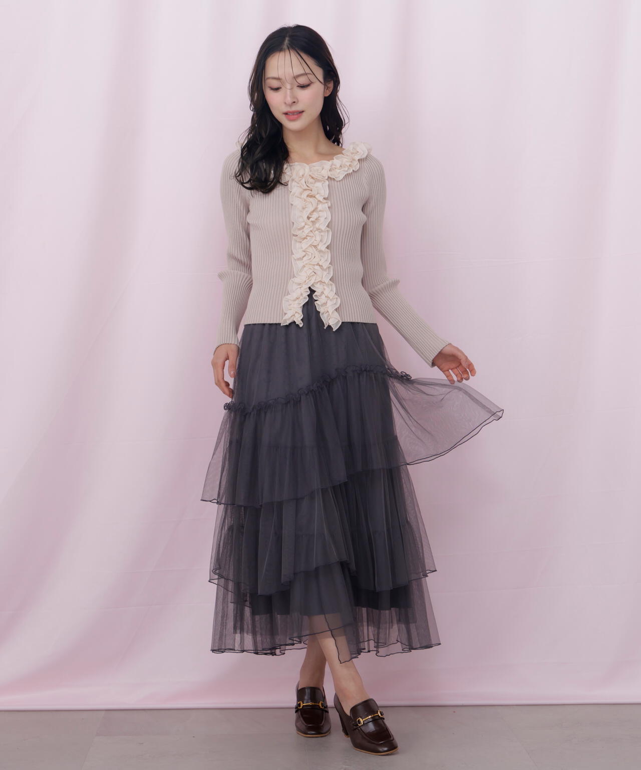 チュールランダムティアードスカート