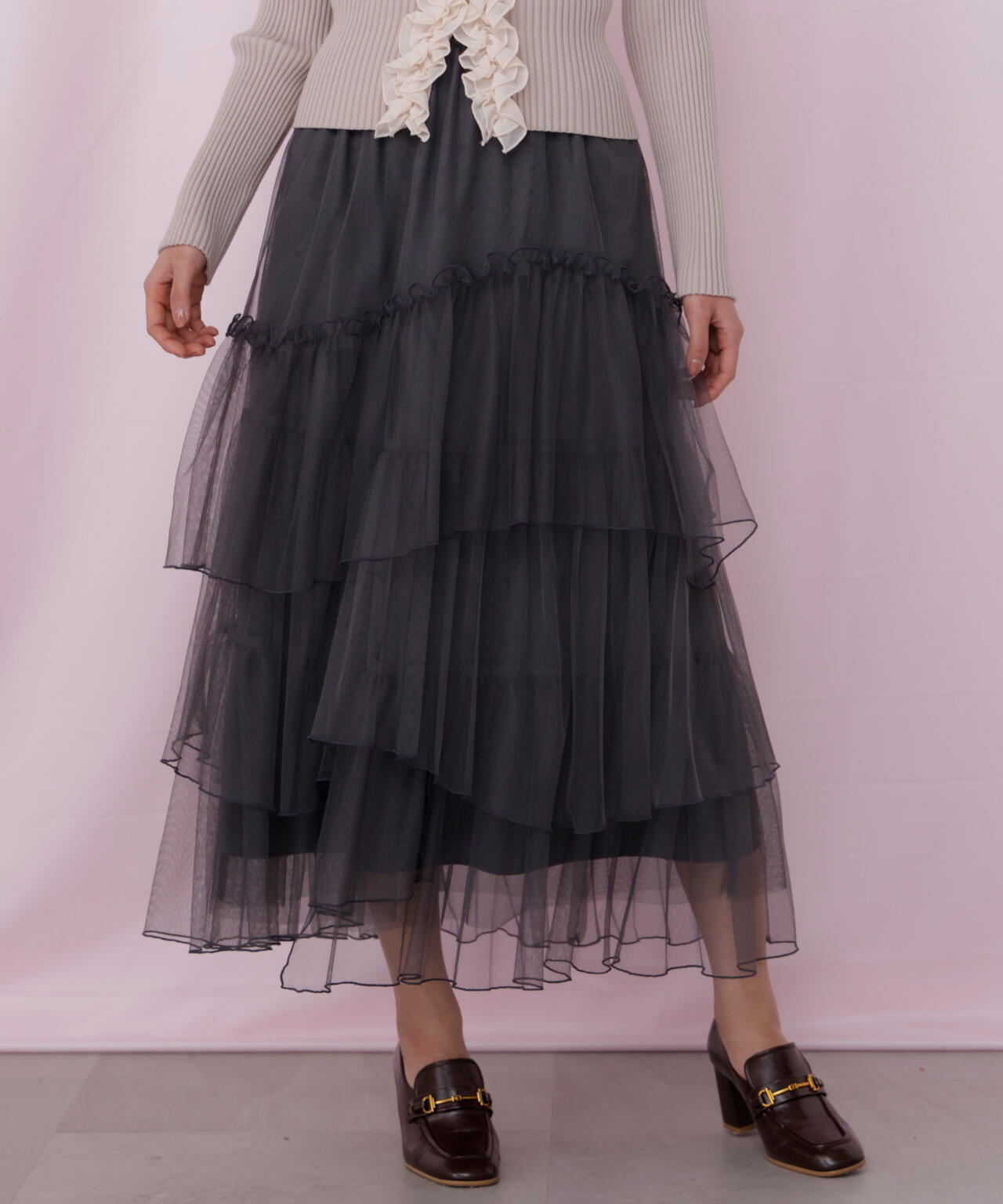 チュールランダムティアードスカート