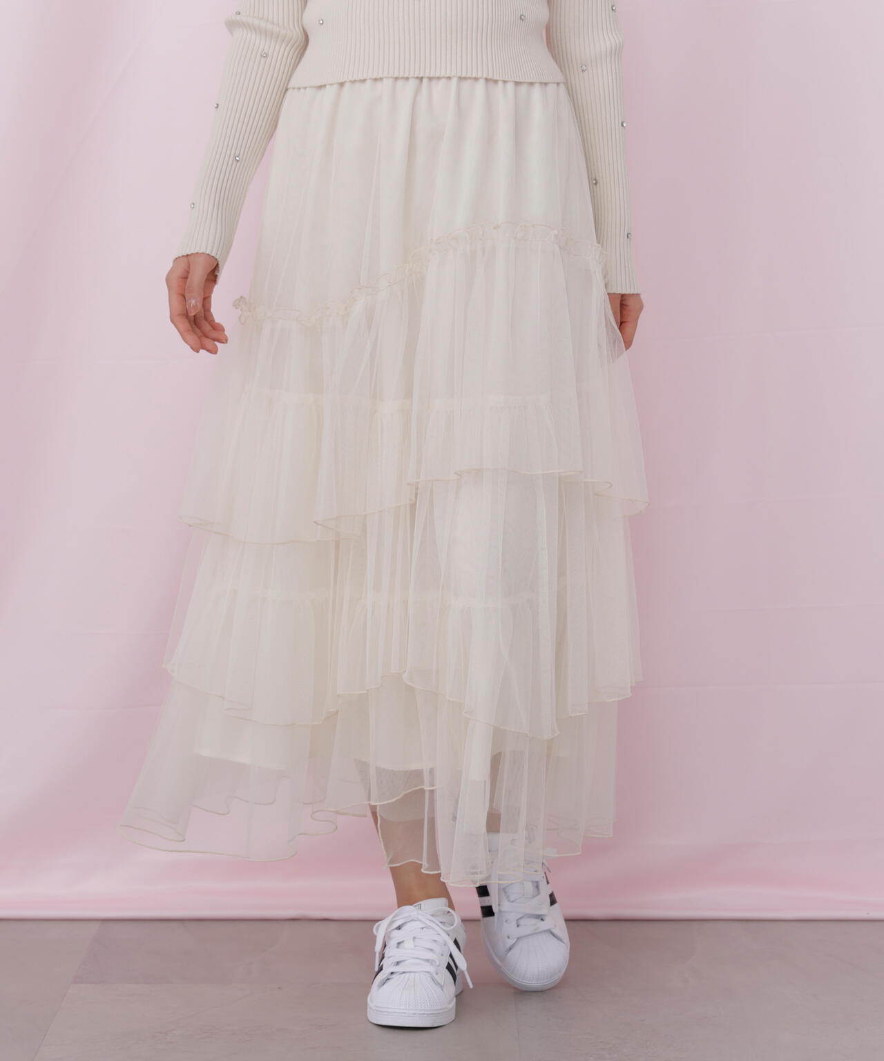 チュールランダムティアードスカート