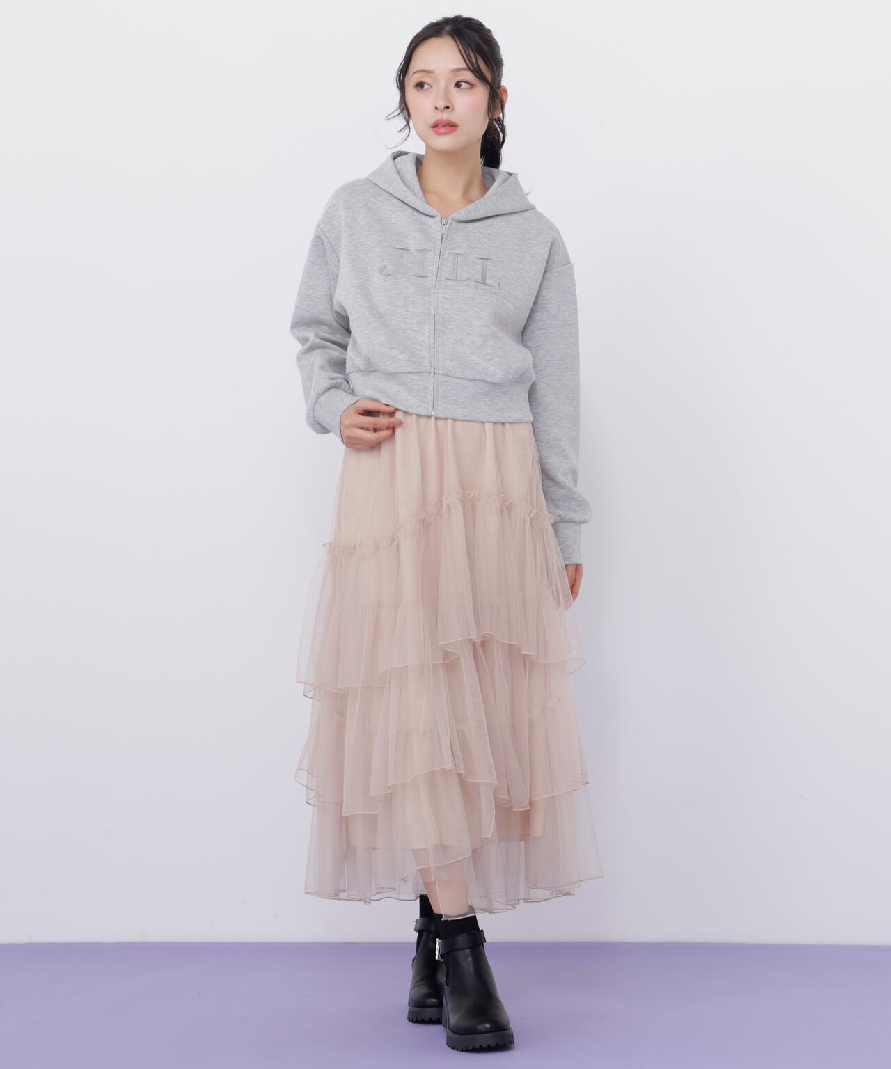 チュールランダムティアードスカート