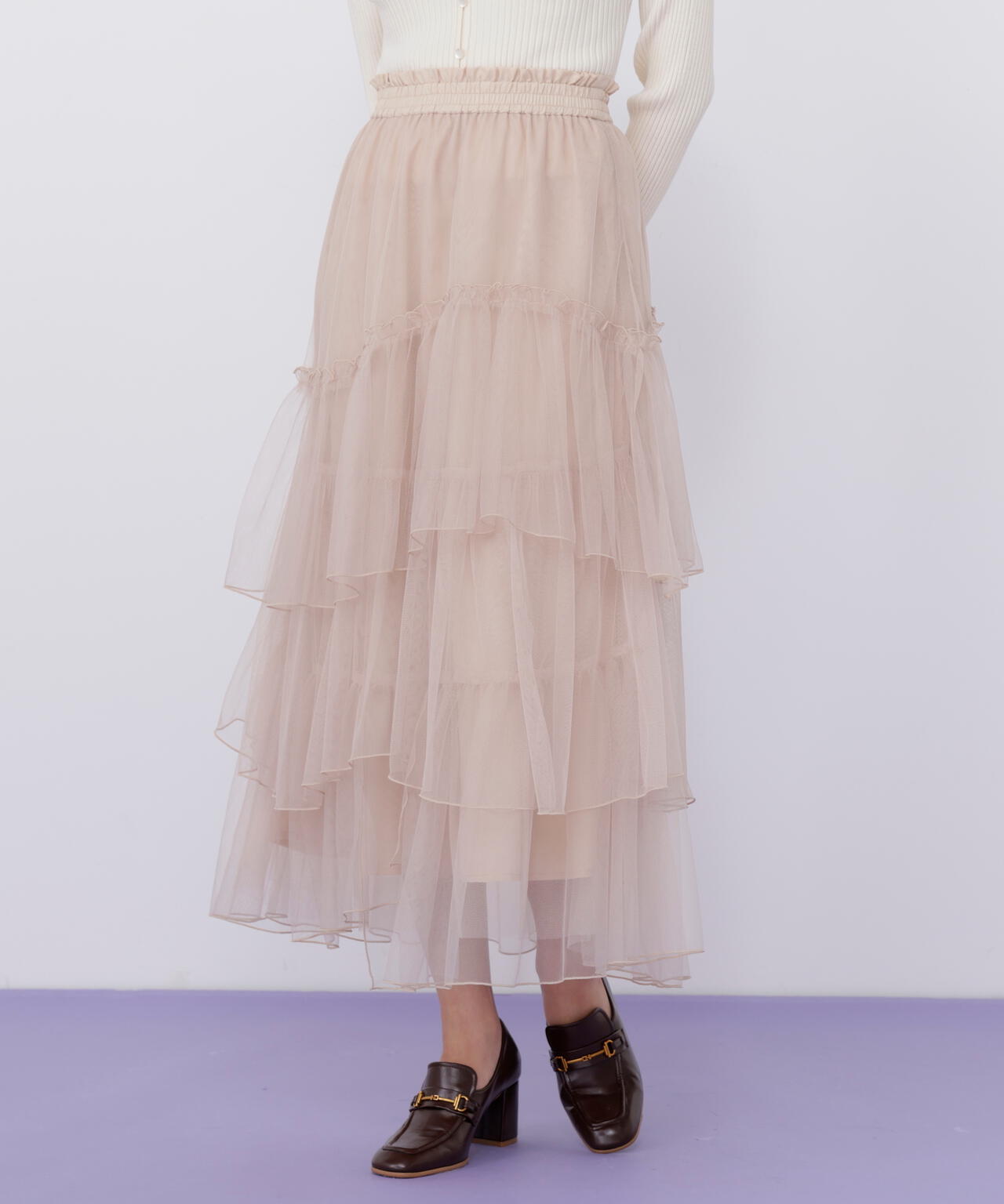 チュールランダムティアードスカート
