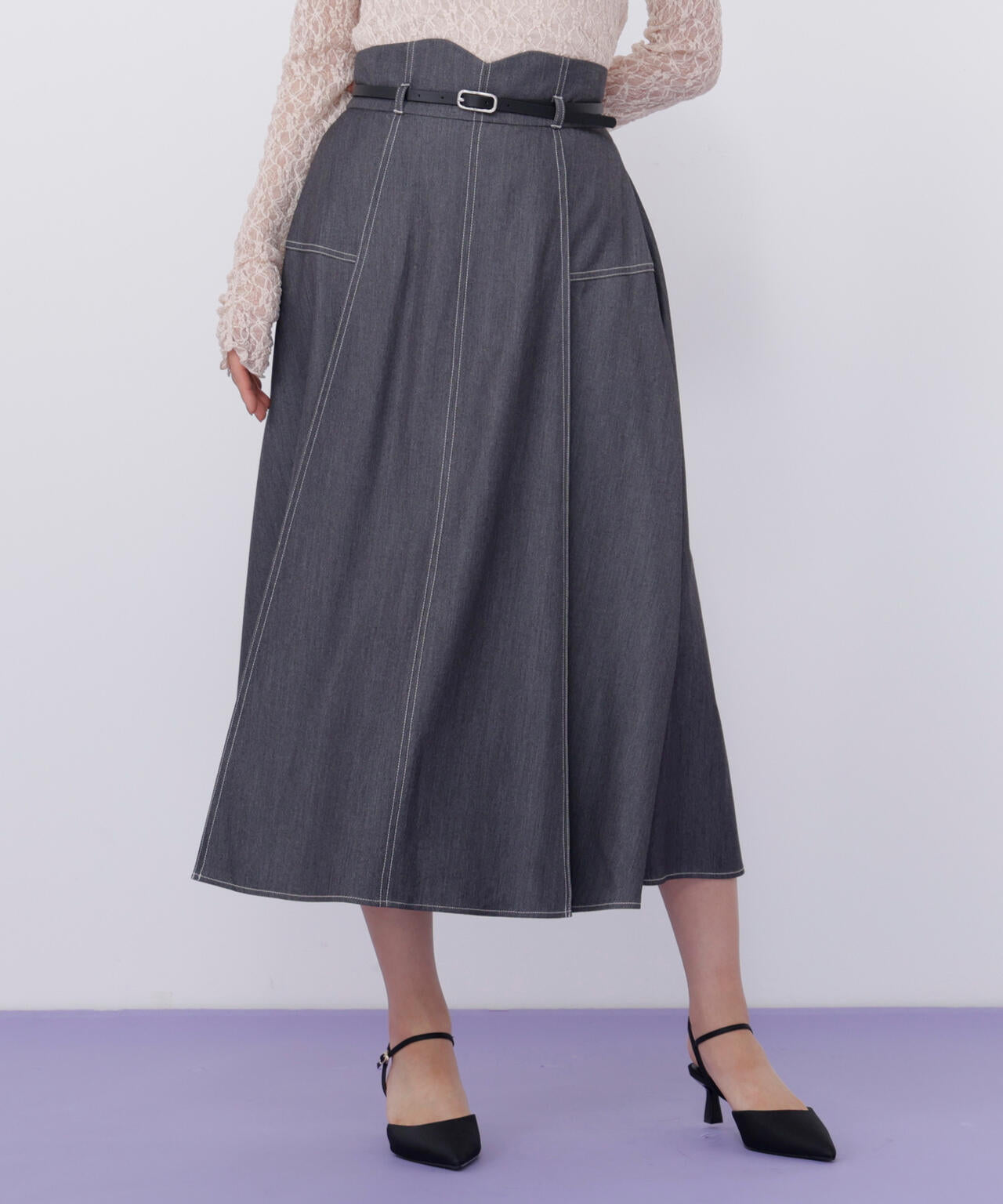 ベルト付き配色ステッチフレアスカート | JILL by JILL STUART（ジル