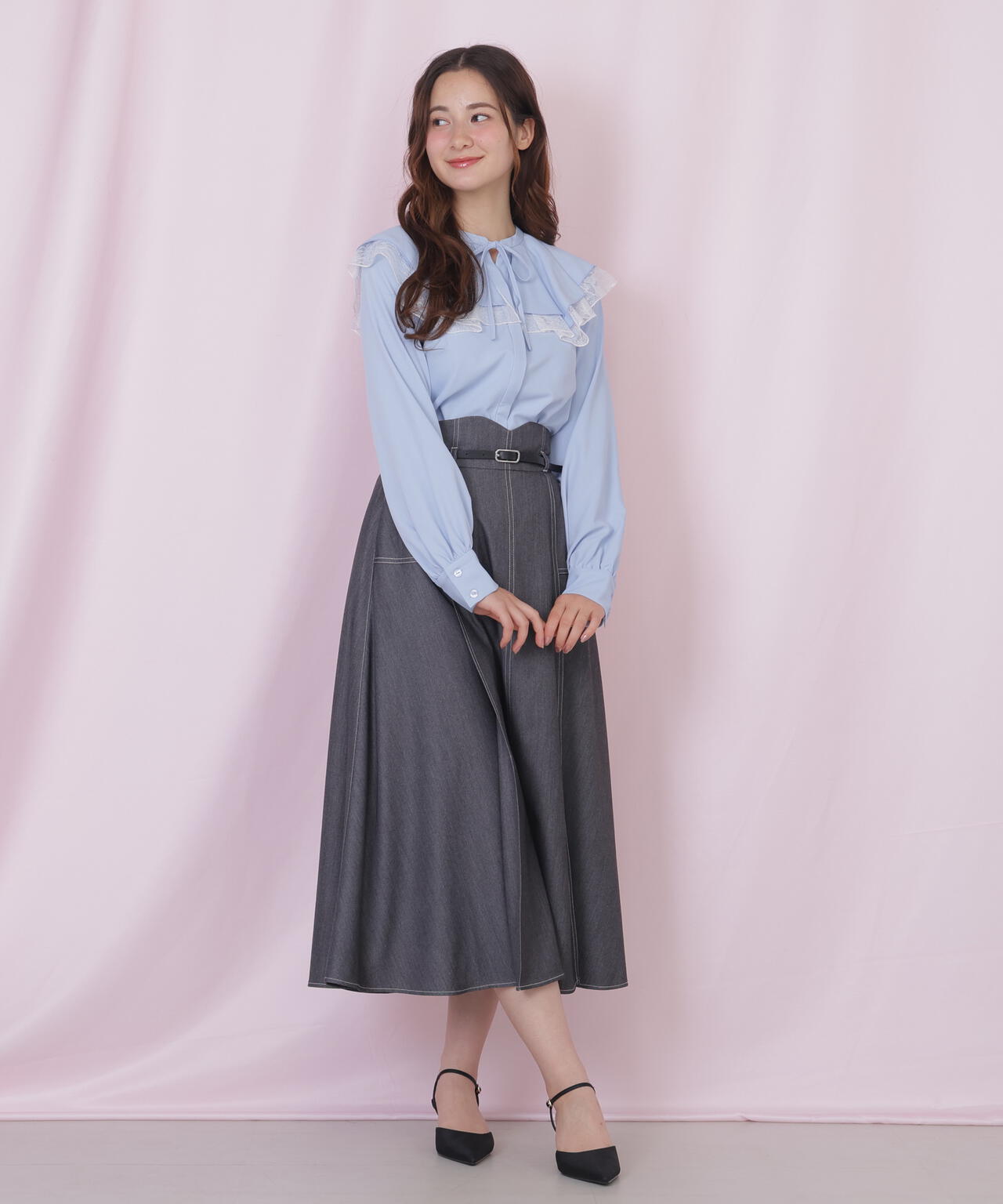 ベルト付き配色ステッチフレアスカート | JILL by JILL STUART（ジル