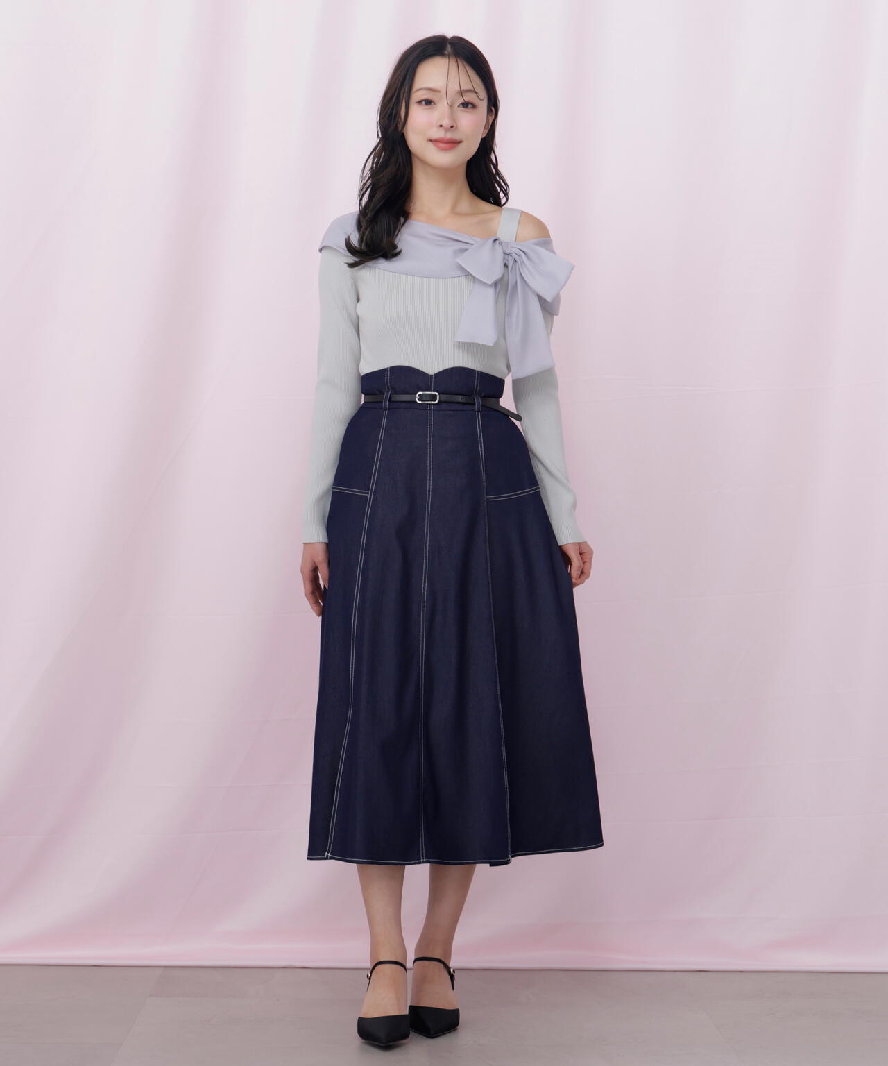 ベルト付き配色ステッチフレアスカート | JILL by JILL STUART（ジル