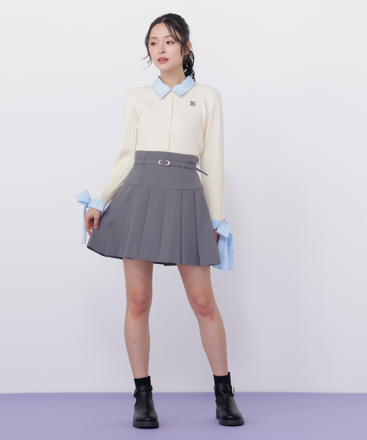 セットアップ対応プリーツミニスカート