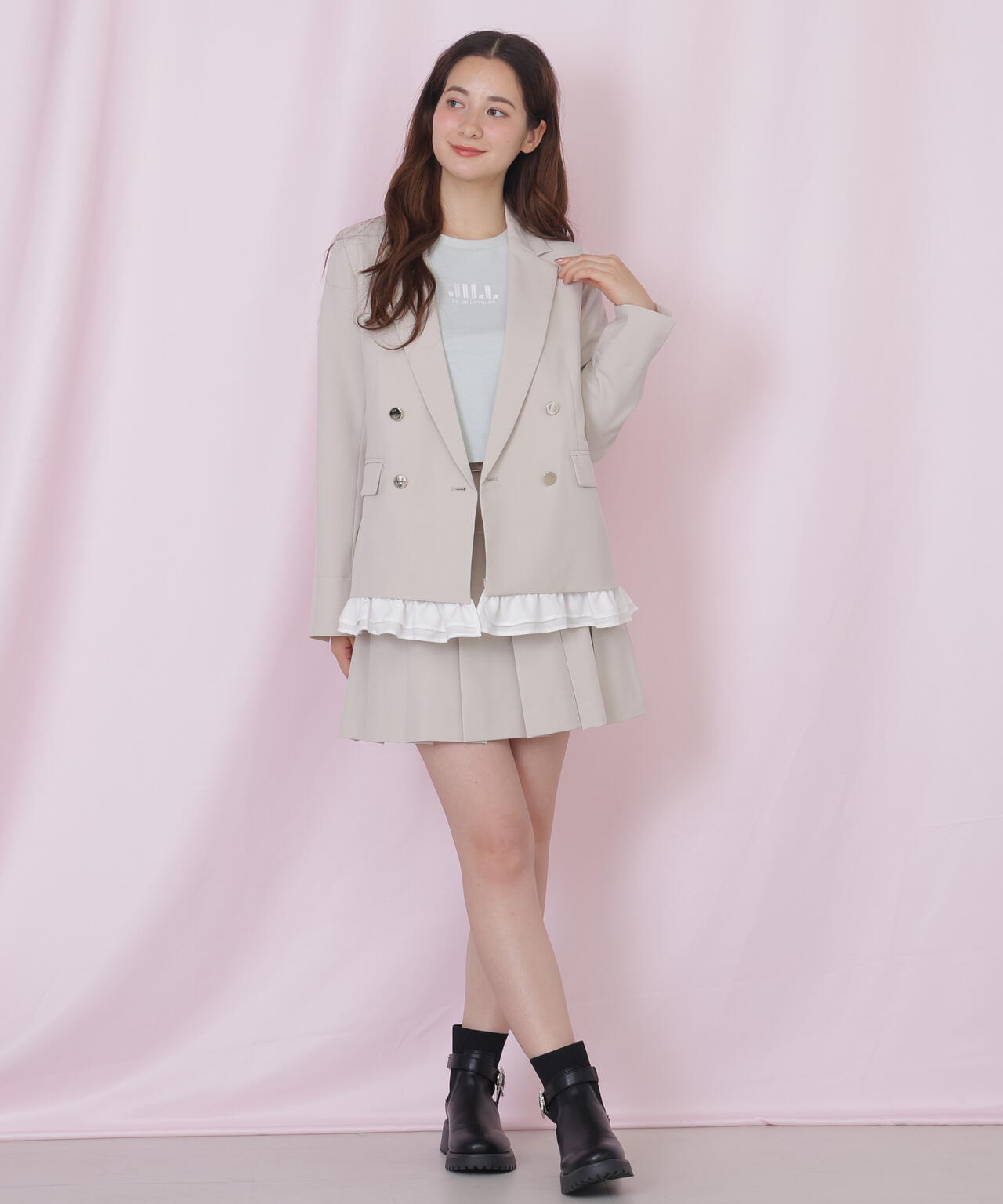 セットアップ対応プリーツミニスカート