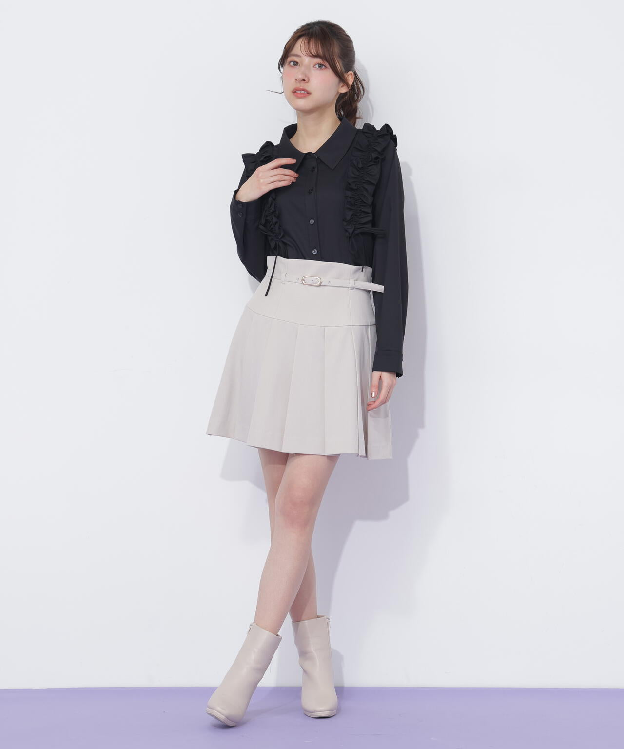 セットアップ対応プリーツミニスカート