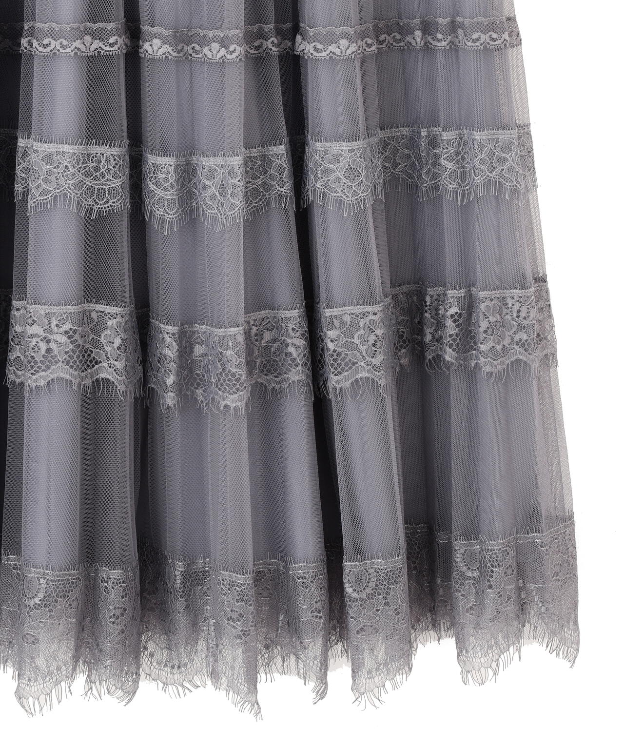 ヘムレースプリーツチュールスカート