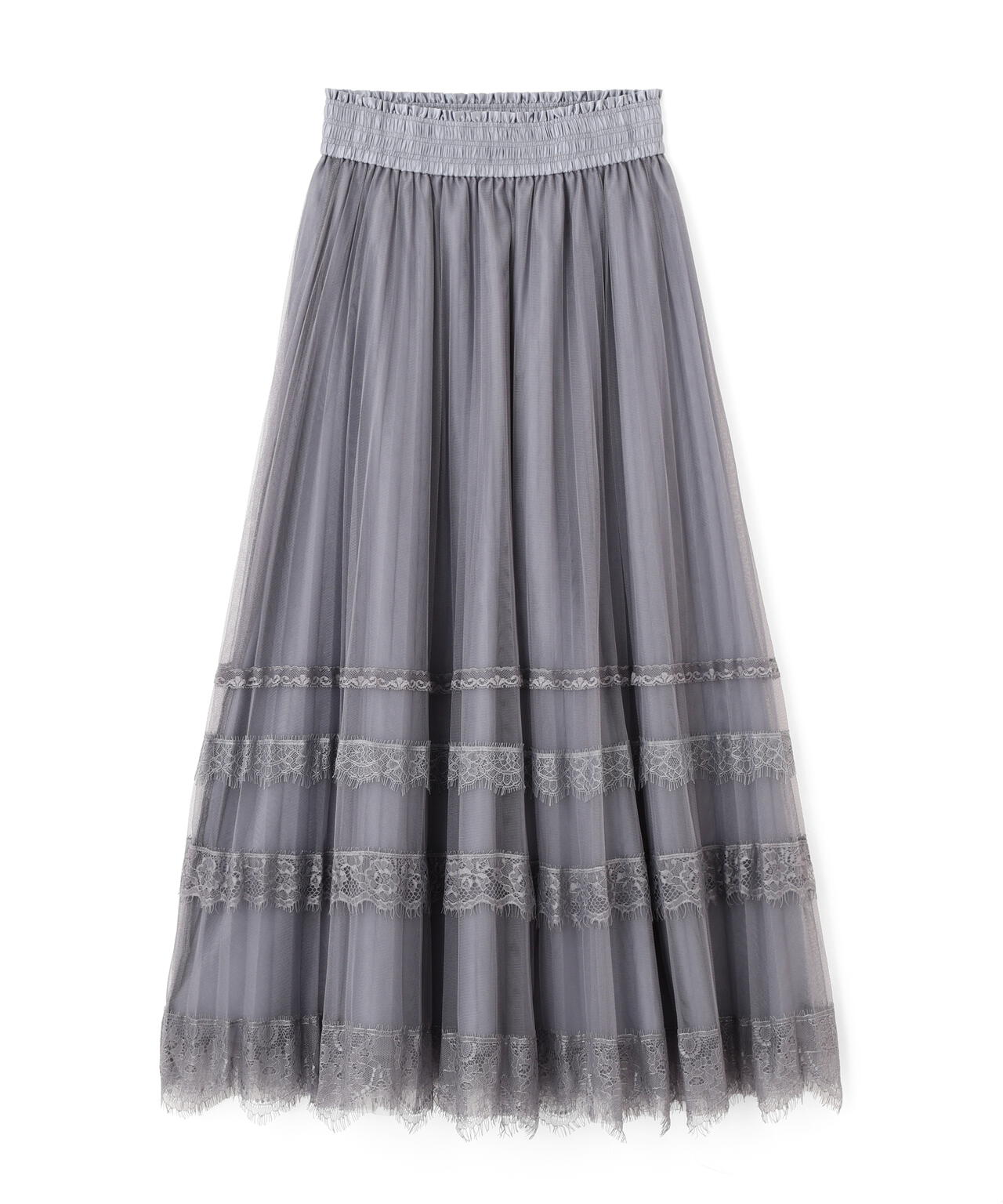 ヘムレースプリーツチュールスカート