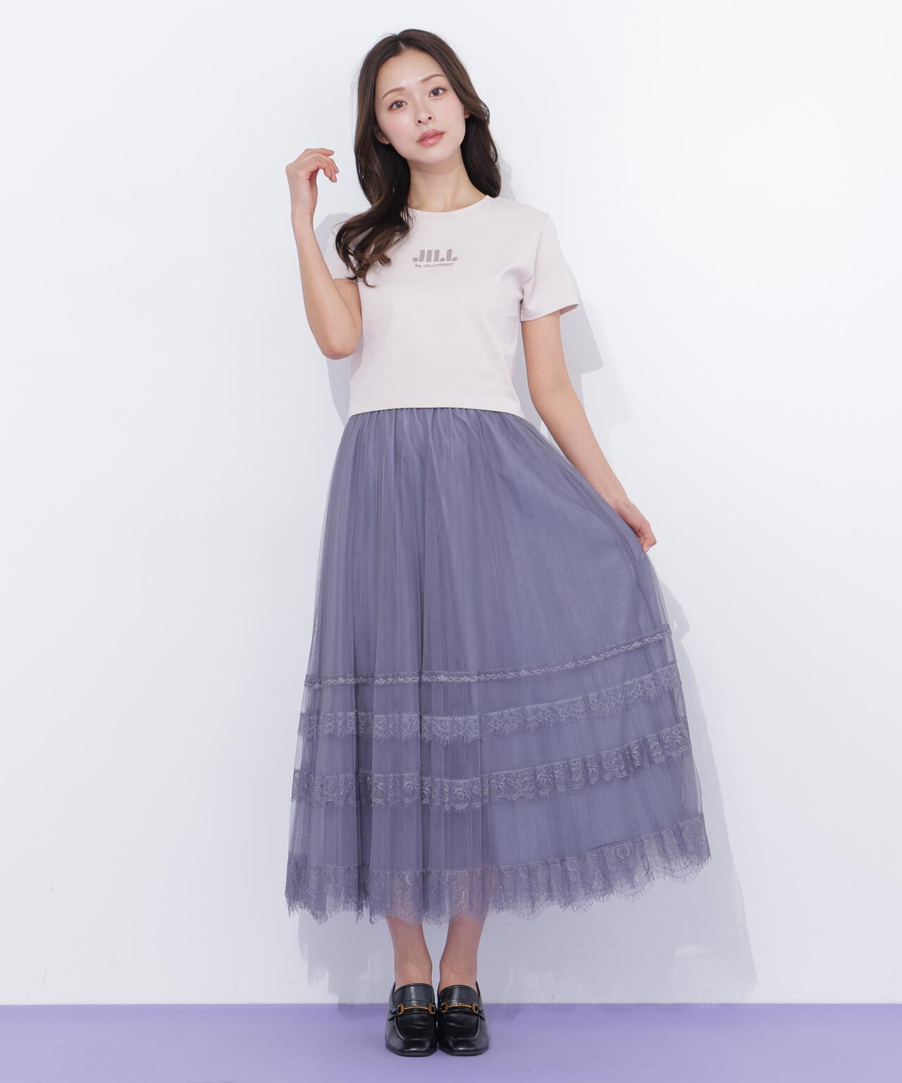 プリーツヘムチュールスカート ヘムレースプリーツチュールスカート | JILL by JILL STUART（ジル