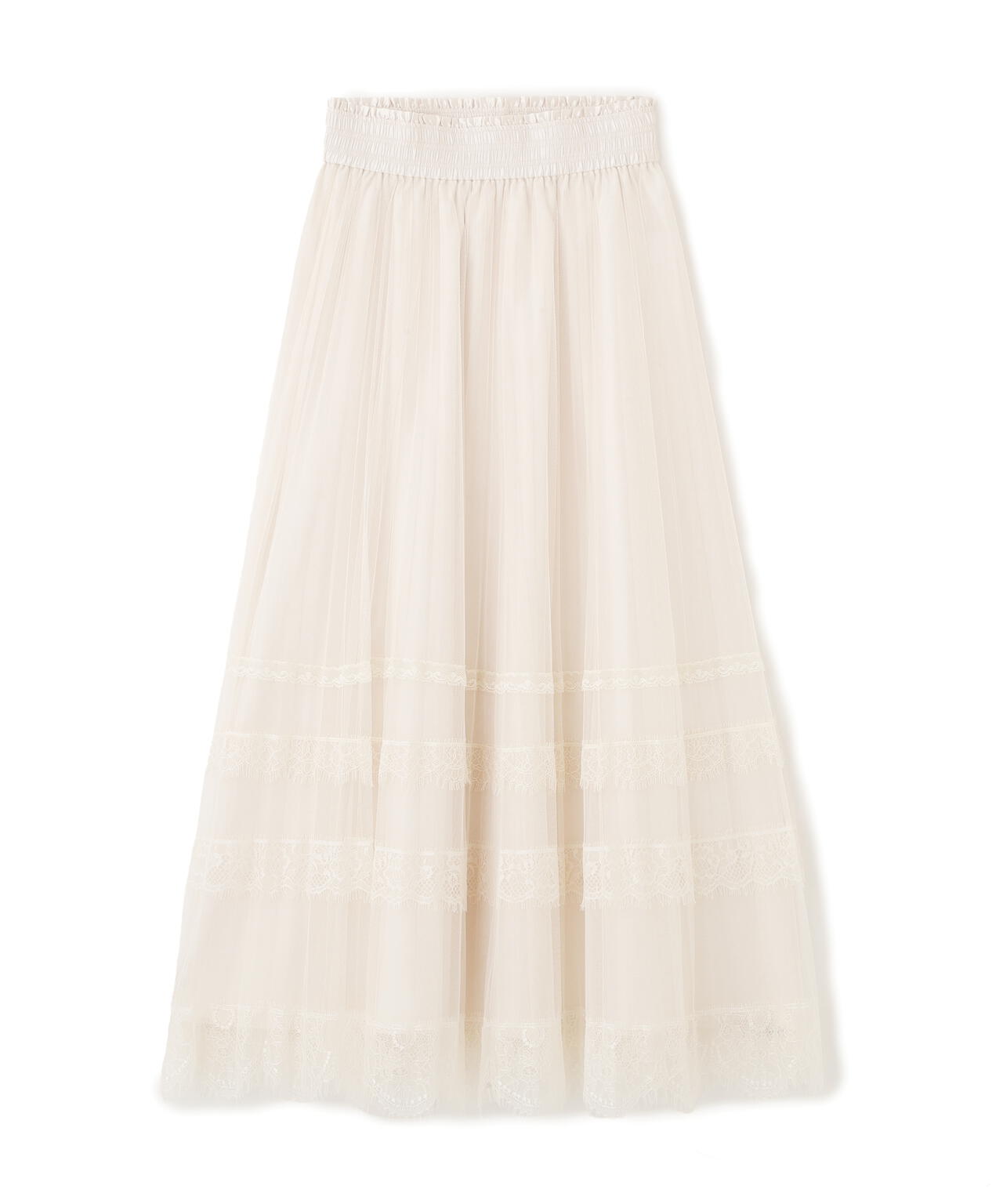 ヘムレースプリーツチュールスカート
