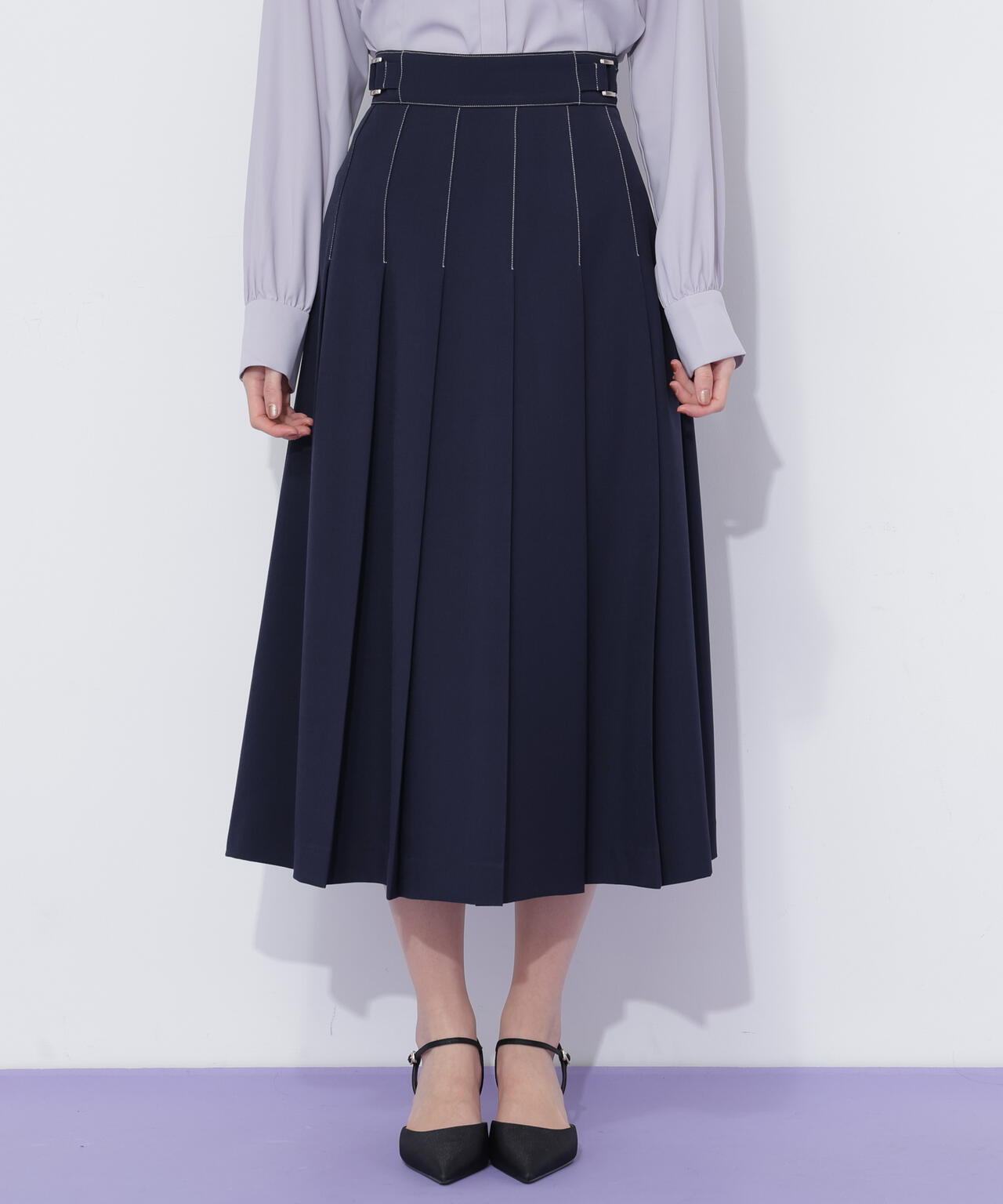 サイドベルトプリーツスカート
