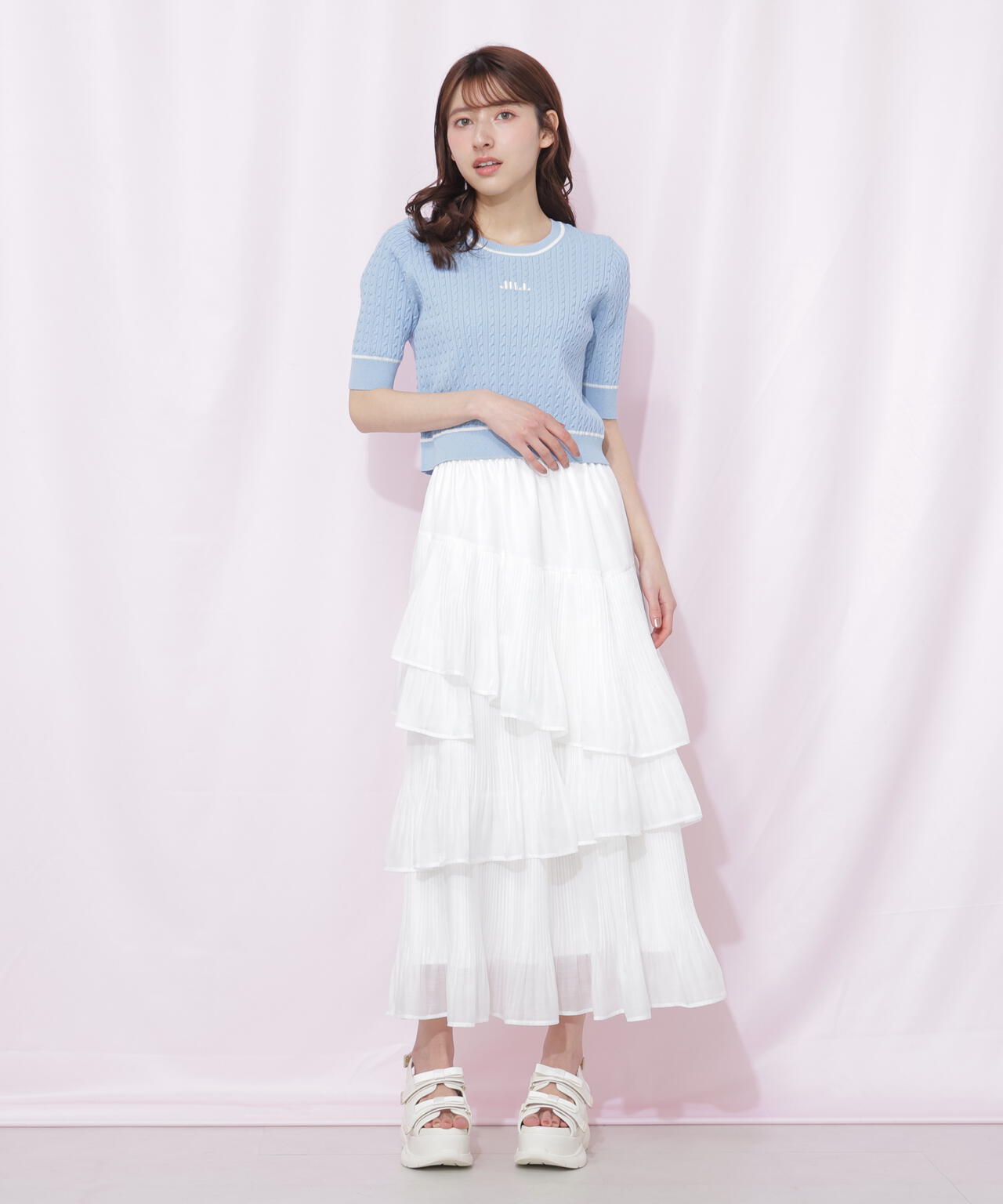 プリーツランダムティアードスカート