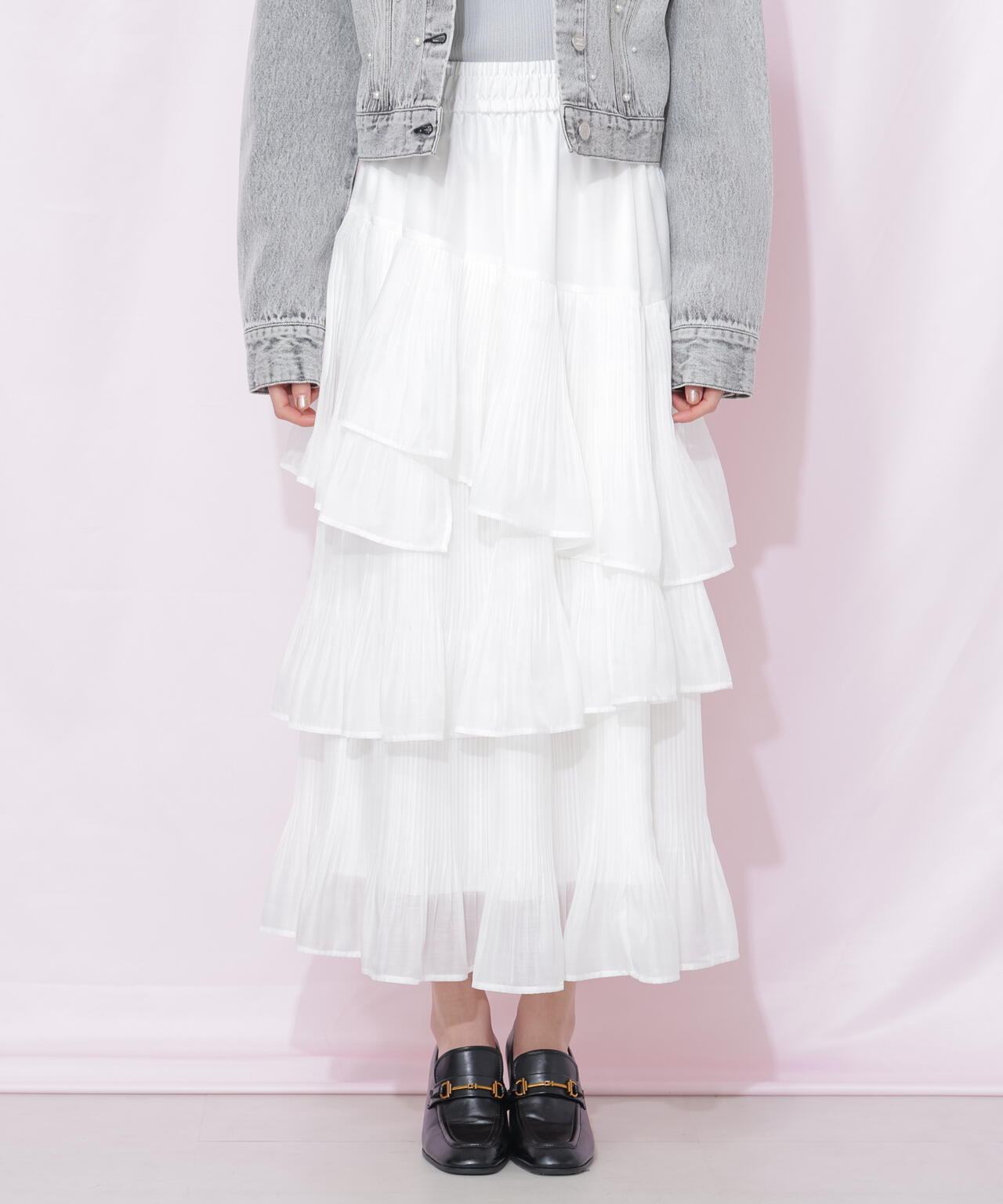 プリーツランダムティアードスカート