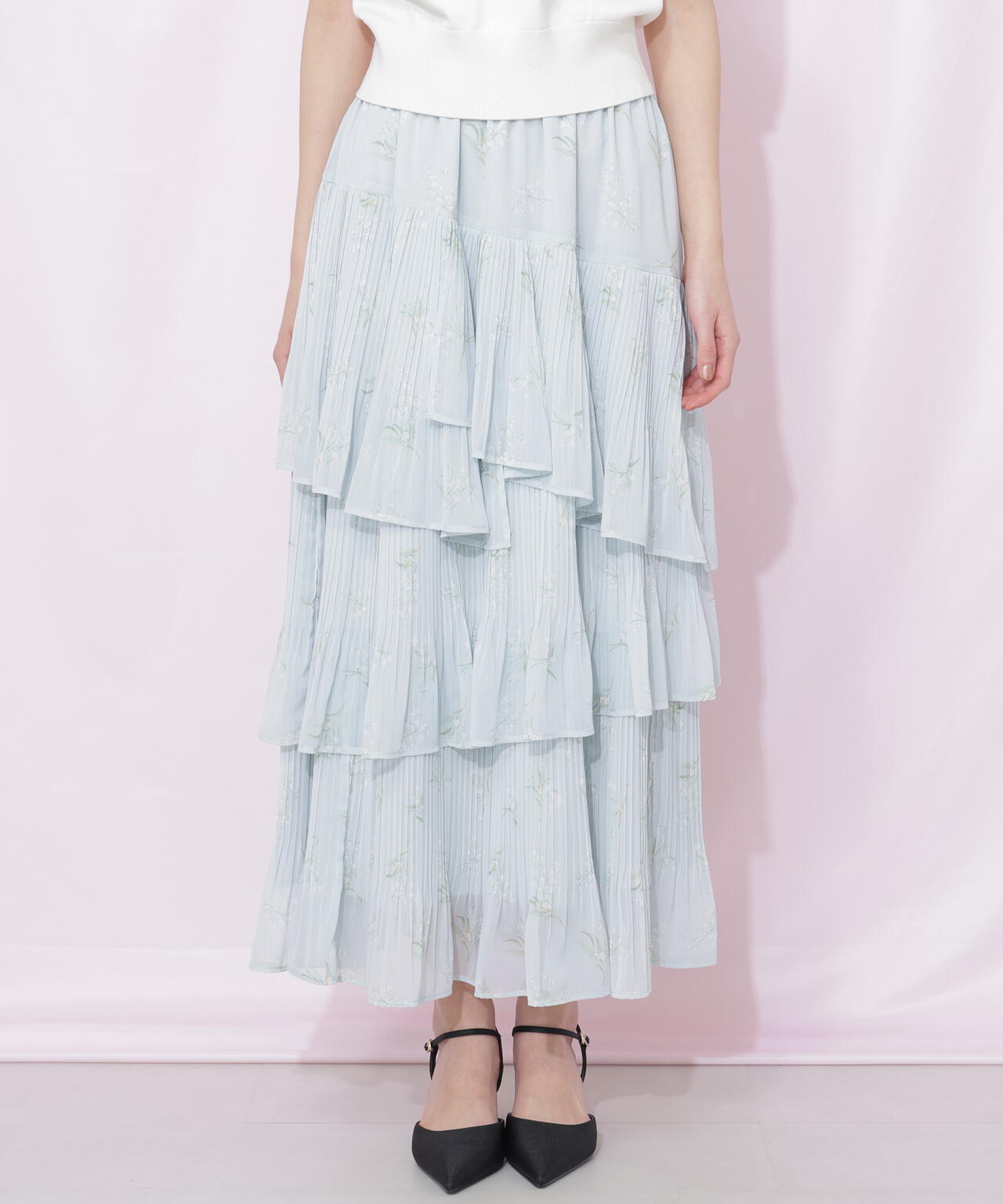 プリーツランダムティアードスカート