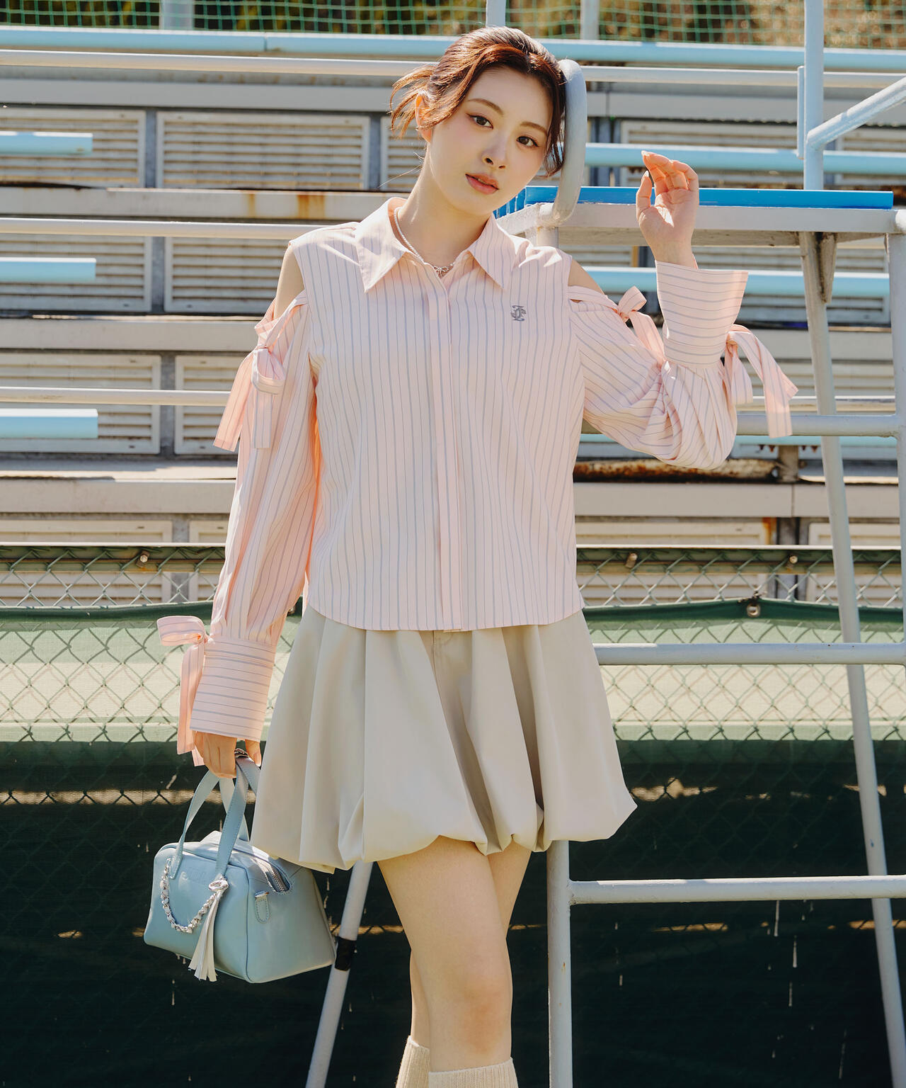 ホワイトミニスカート ポケット付き ゴルフウェア　インパン付き　スコート インパン付きバルーンミニスカート | JILL by JILL STUART（ジル バイ