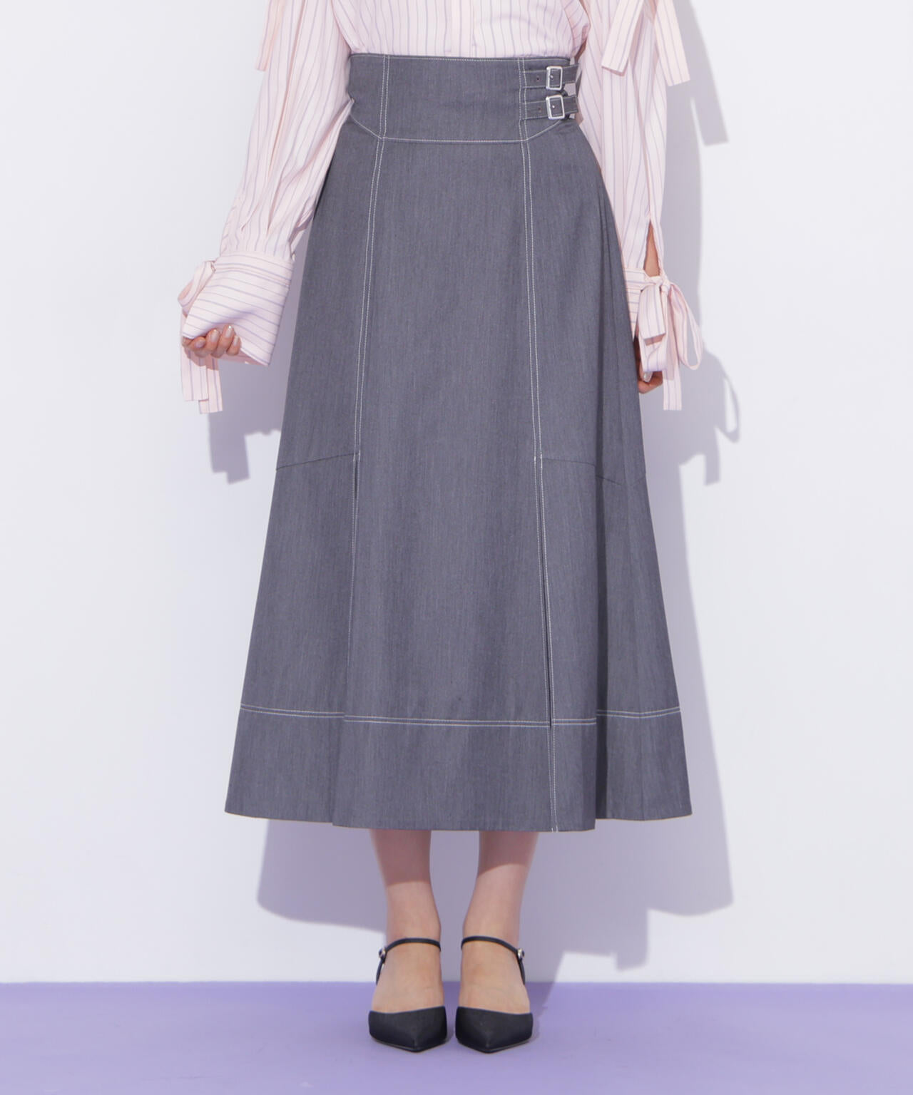 バイカラーステッチAラインフレアスカート | JILL by JILL STUART