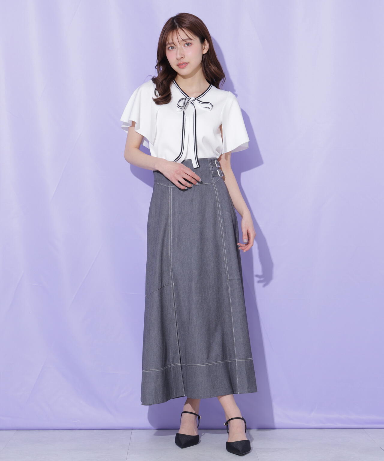 バイカラーステッチAラインフレアスカート | JILL by JILL STUART