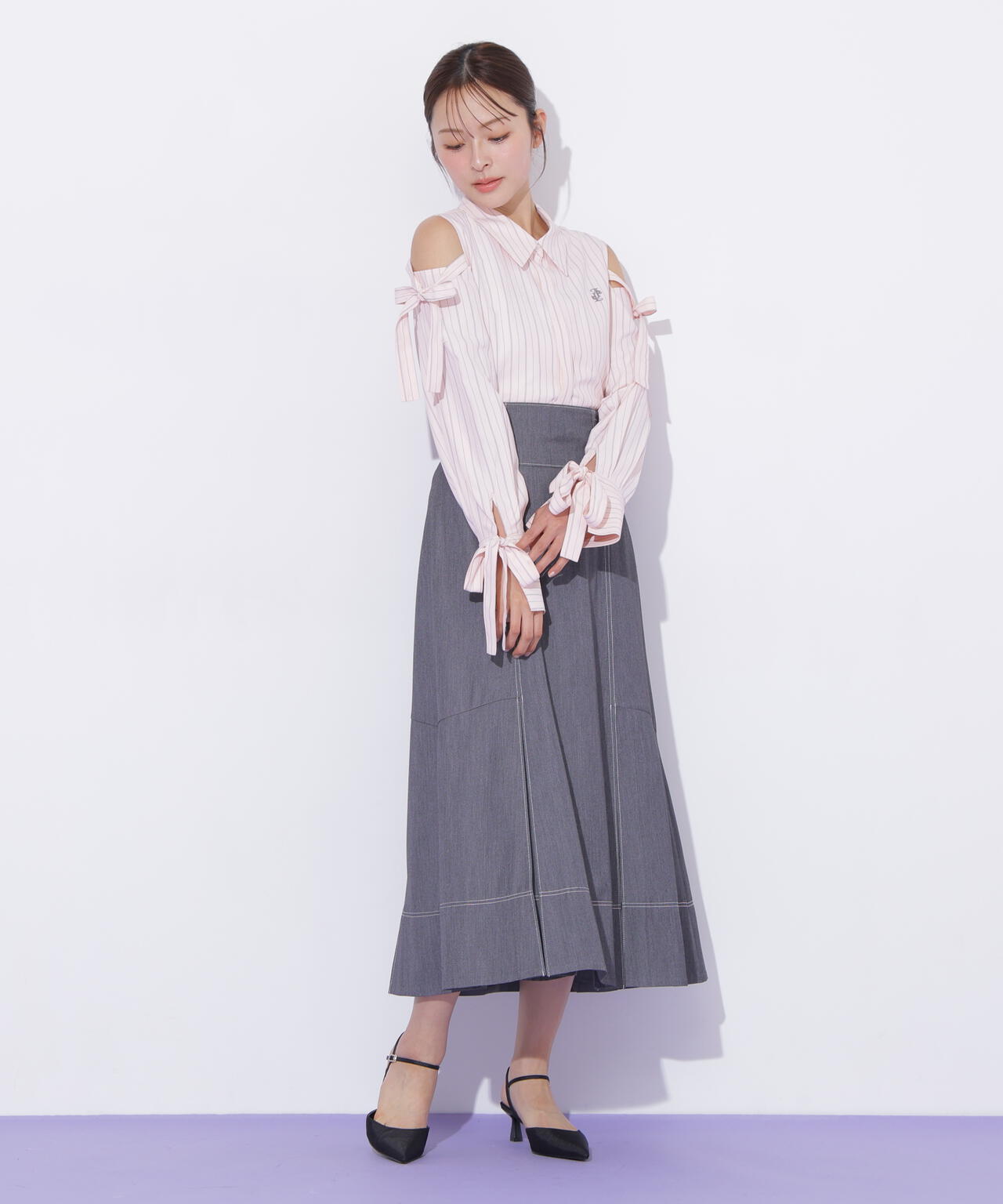 バイカラーステッチAラインフレアスカート | JILL by JILL STUART