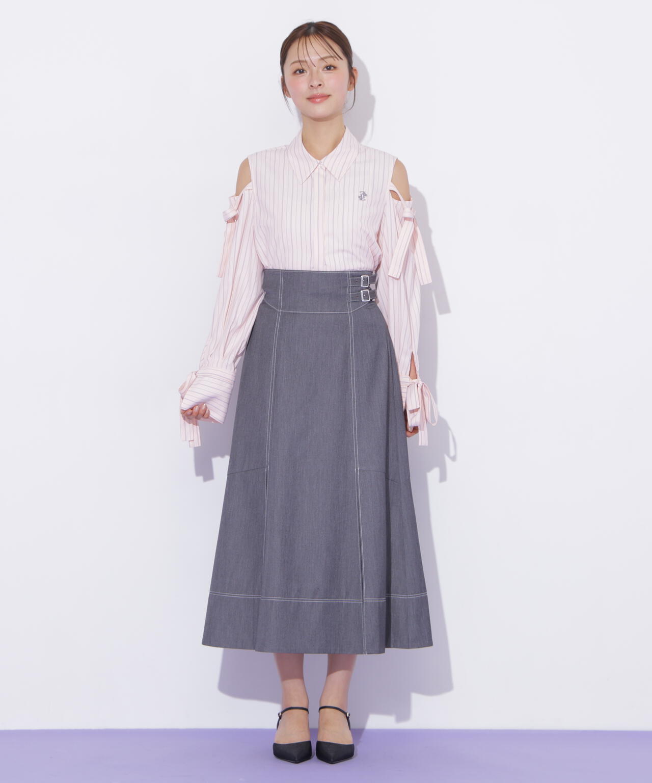 バイカラーステッチAラインフレアスカート | JILL by JILL STUART