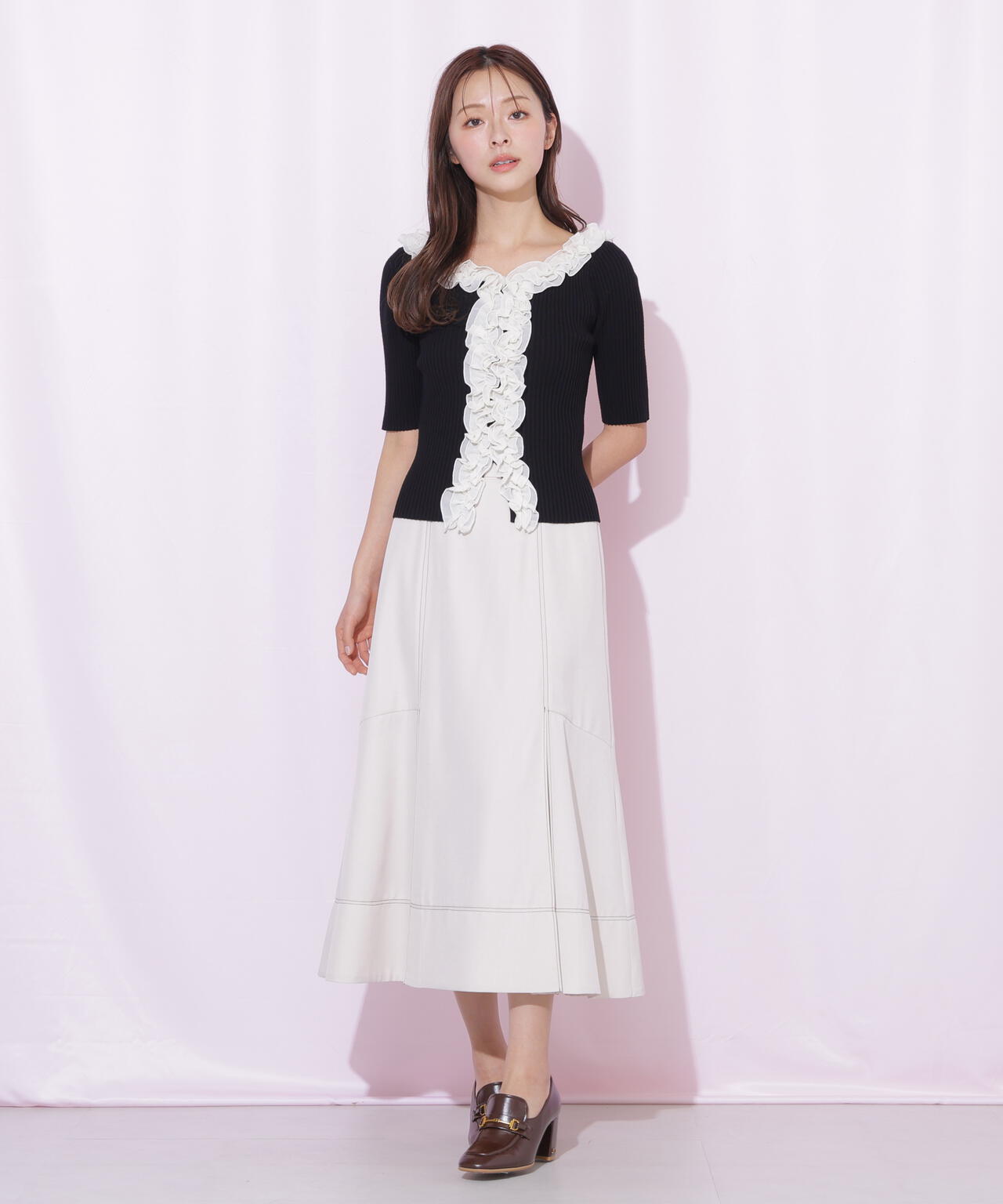 バイカラーステッチAラインフレアスカート | JILL by JILL STUART