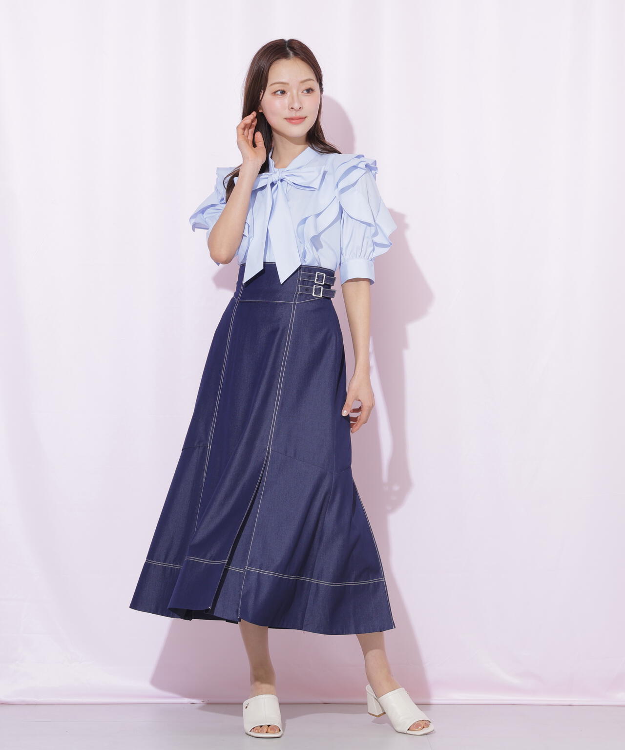 バイカラーステッチAラインフレアスカート | JILL by JILL STUART