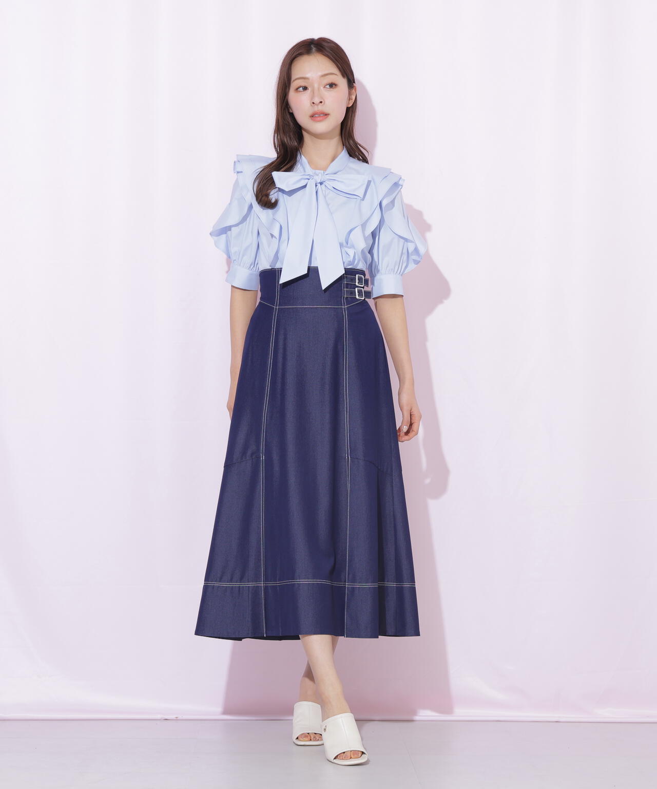 バイカラーステッチAラインフレアスカート | JILL by JILL STUART