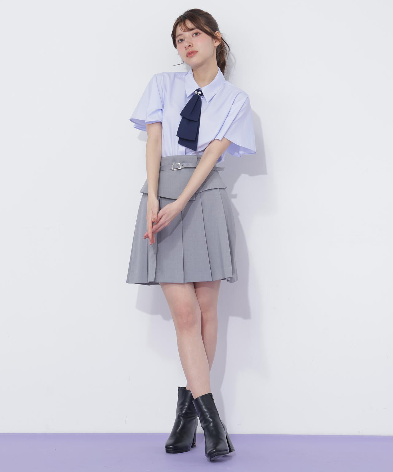 ウエストマークプリーツミニスカート