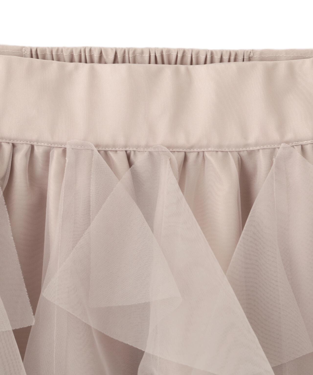 縦ラッフルチュールスカート