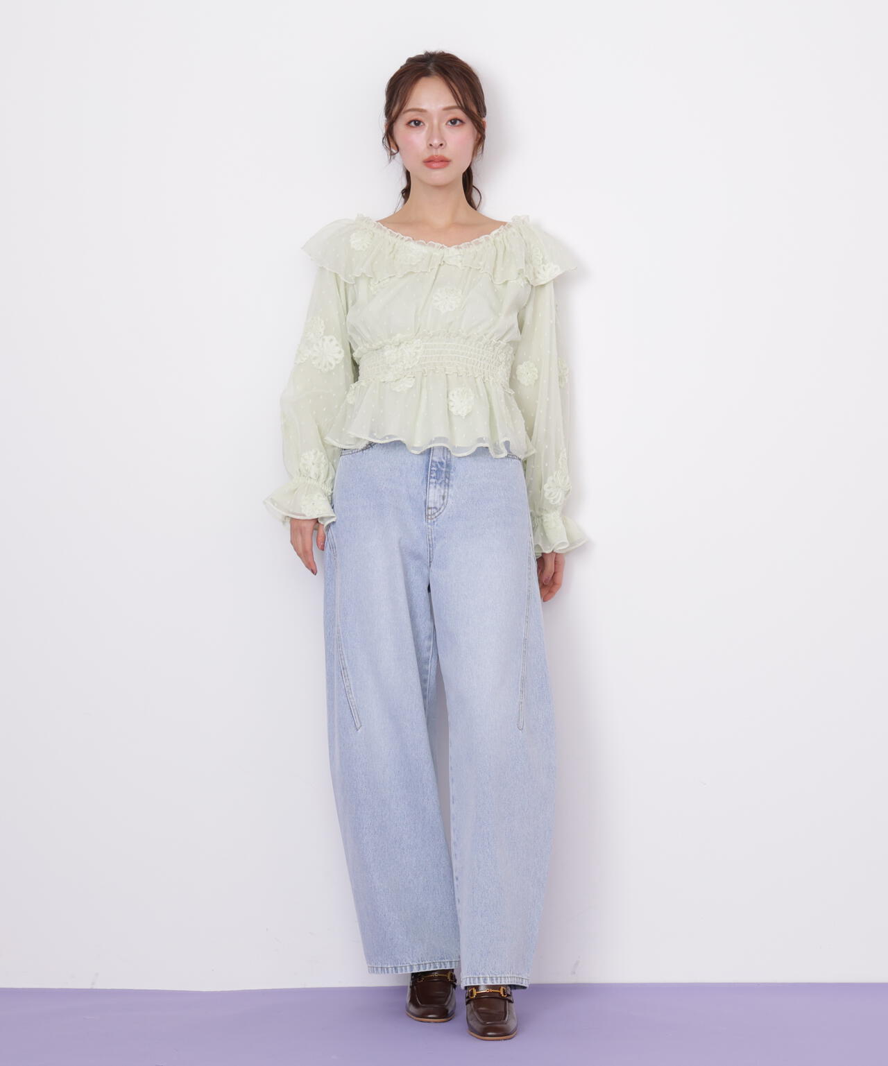 ジル バイ ジル スチュアート（JILL by JILL STUART）/リボン加工カーブパネルデニムパンツ リボン加工カーブパネルデニムパンツ | JILL by JILL STUART（ジル