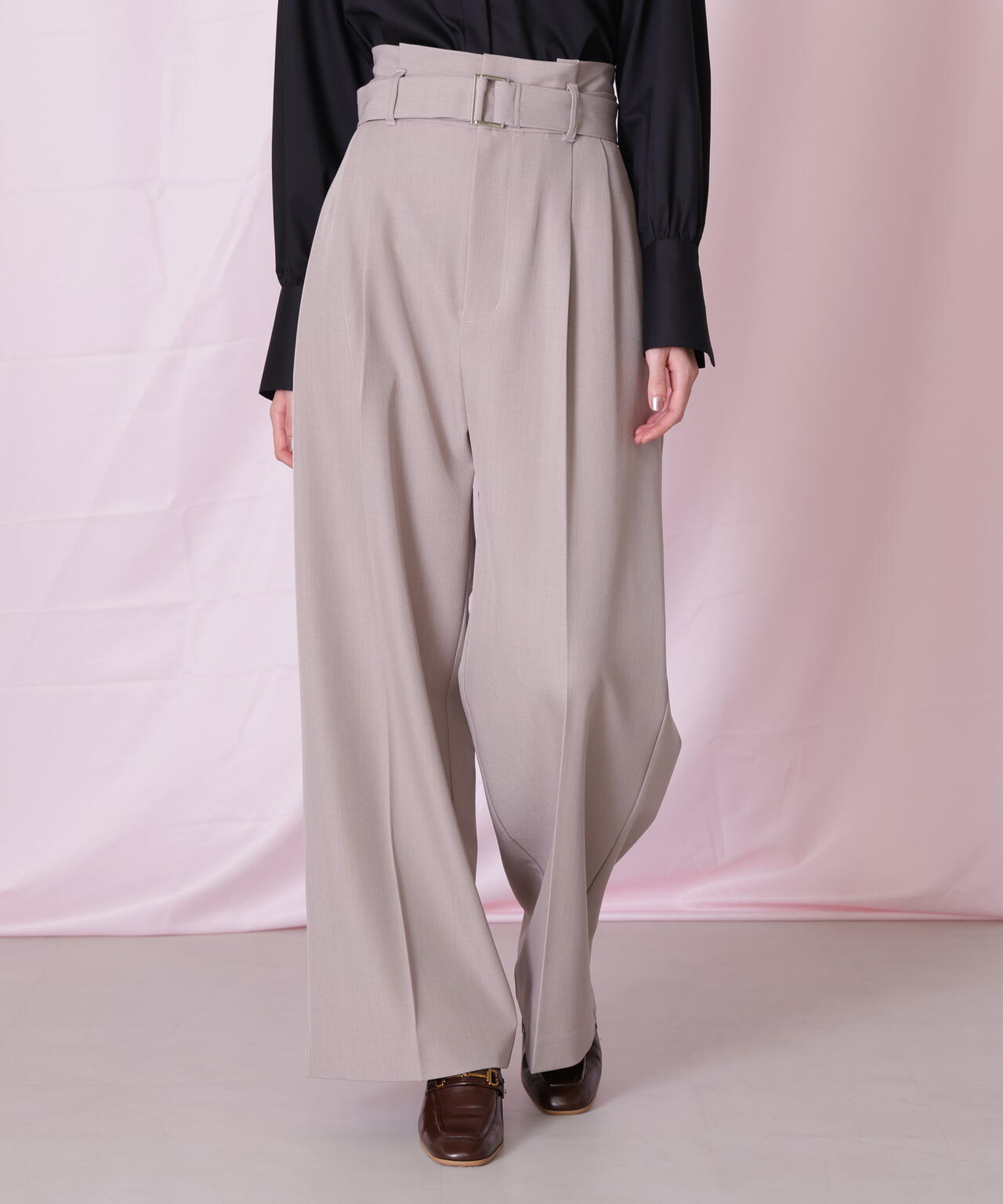 ＜セットアップ対応＞太ベルト付きスラックスパンツ