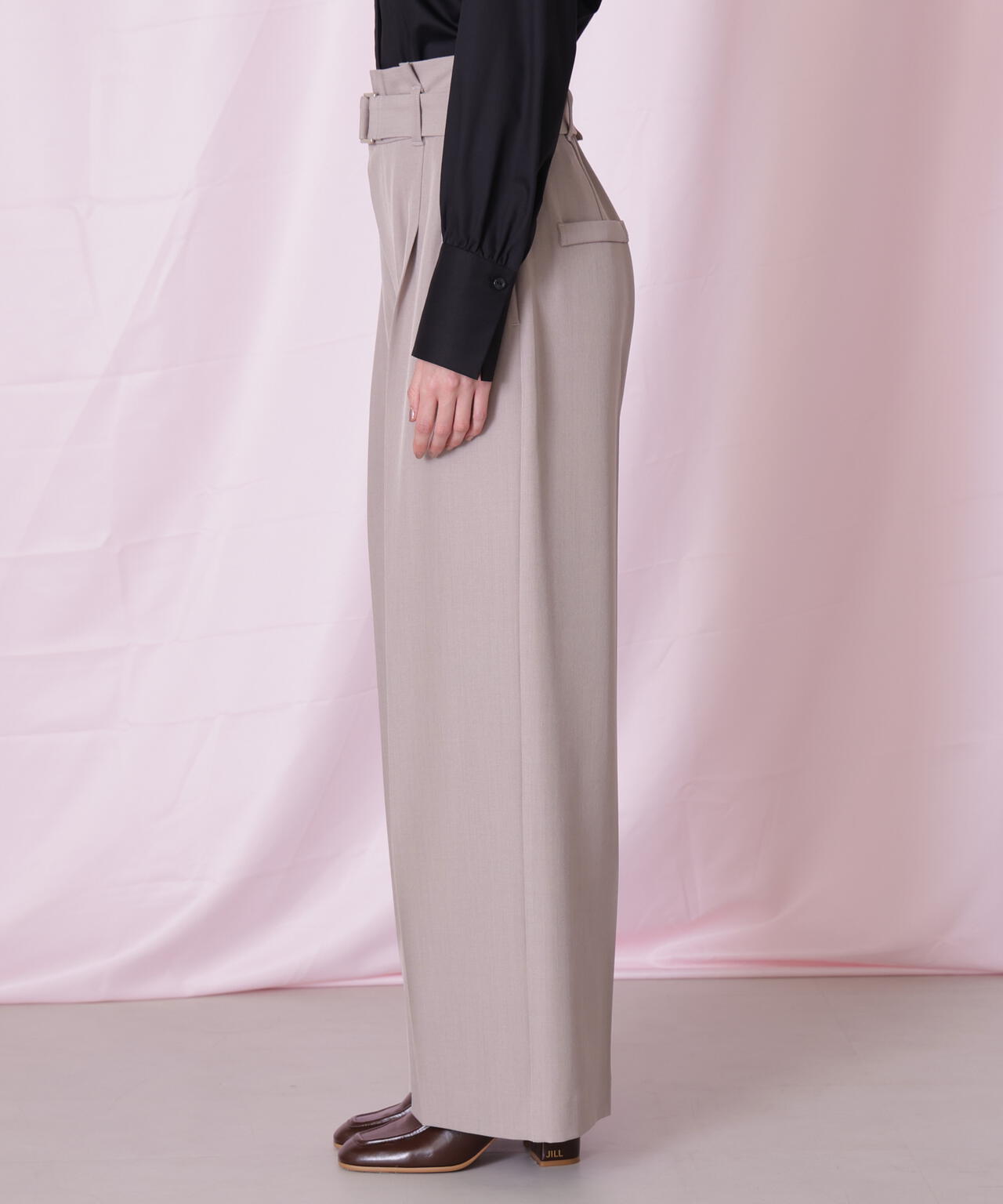 ＜セットアップ対応＞太ベルト付きスラックスパンツ