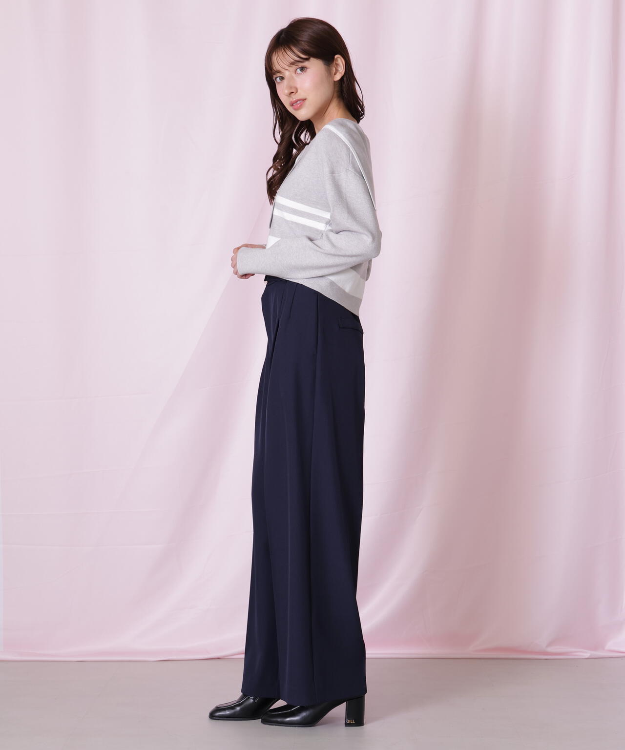 ＜セットアップ対応＞太ベルト付きスラックスパンツ